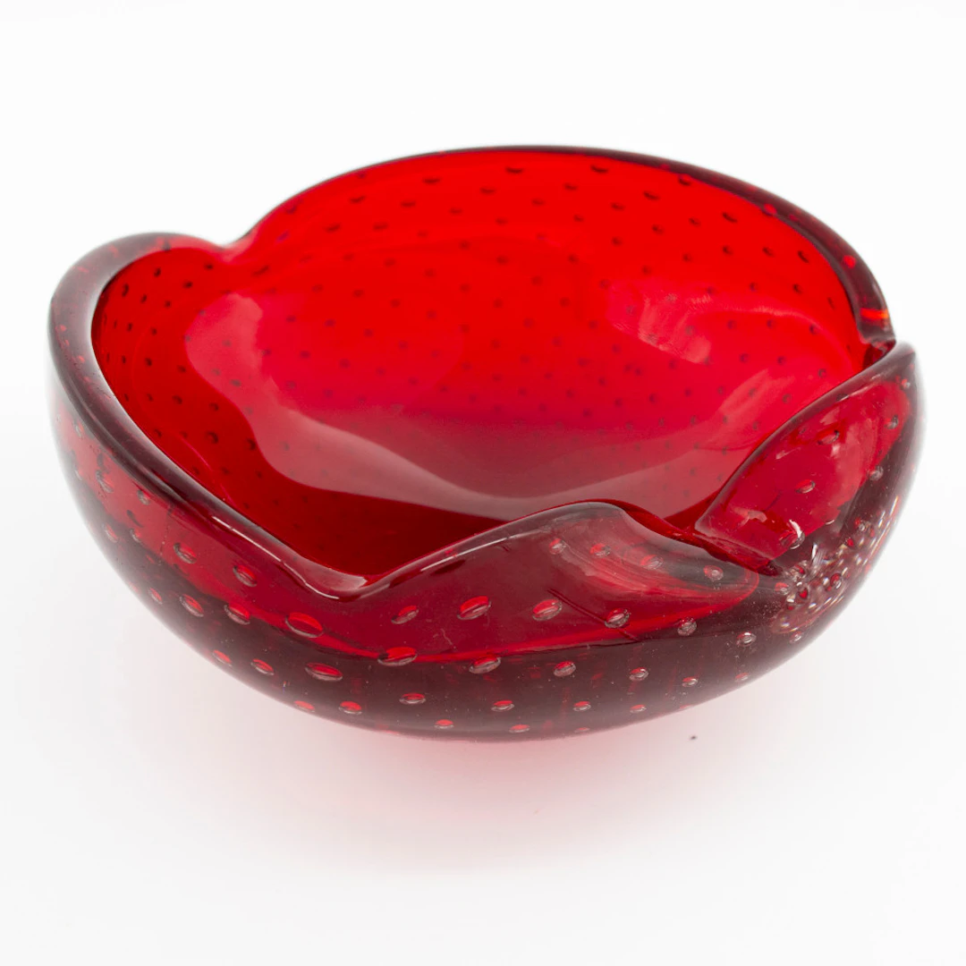 MURANO DESIGNERSCHALE, STUDIOGLAS MIT LUFTEINSCHLÜSSEN, SOMMERSO-