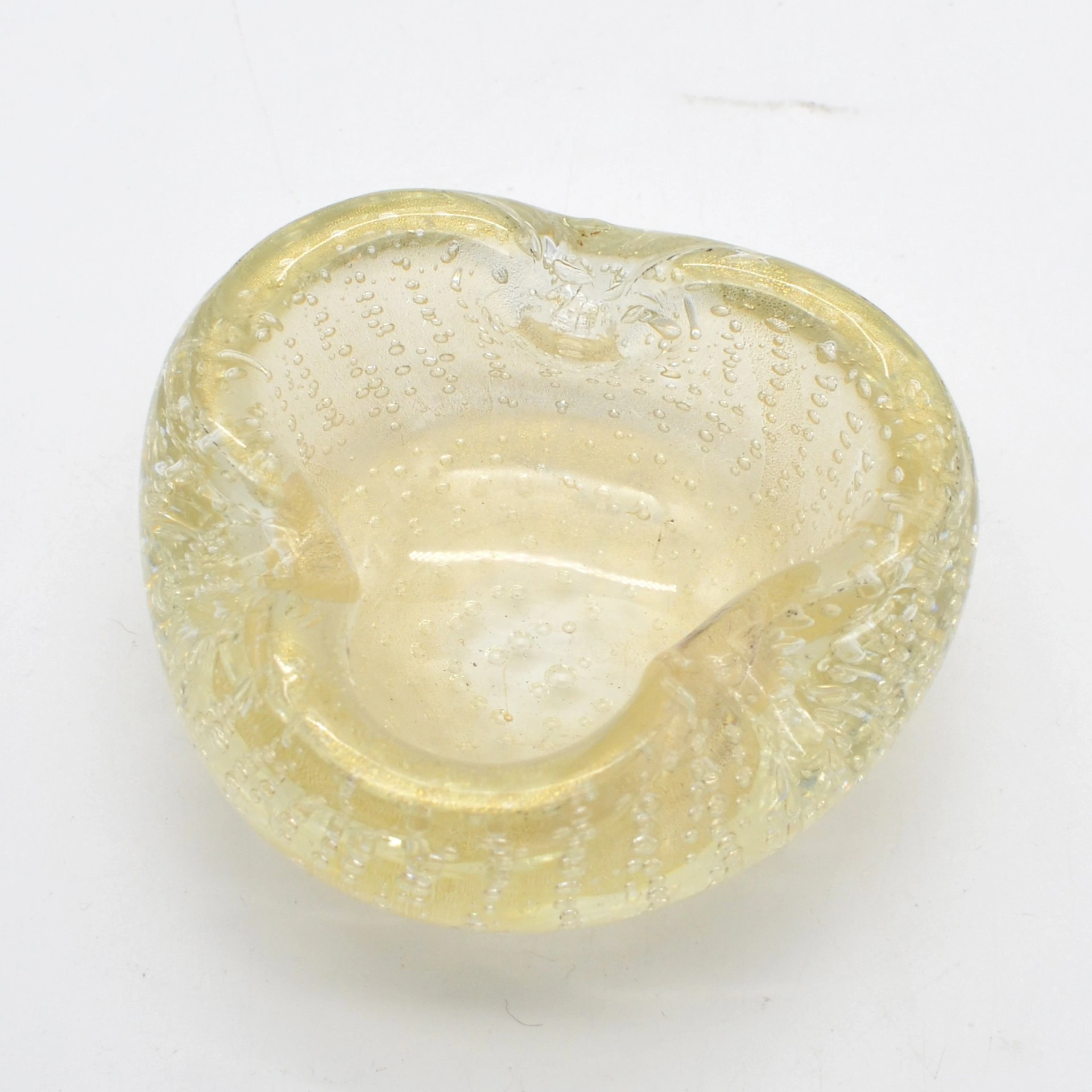 BAROVIER & TOSO. MURANO GLAS SCHALE, MIT GOLDFLITTER UND ASYMMETRISCHE
