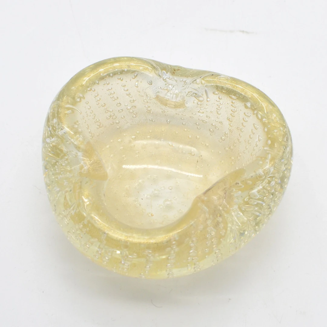 BAROVIER & TOSO. MURANO GLAS SCHALE, MIT GOLDFLITTER UND ASYMMETRISCHE