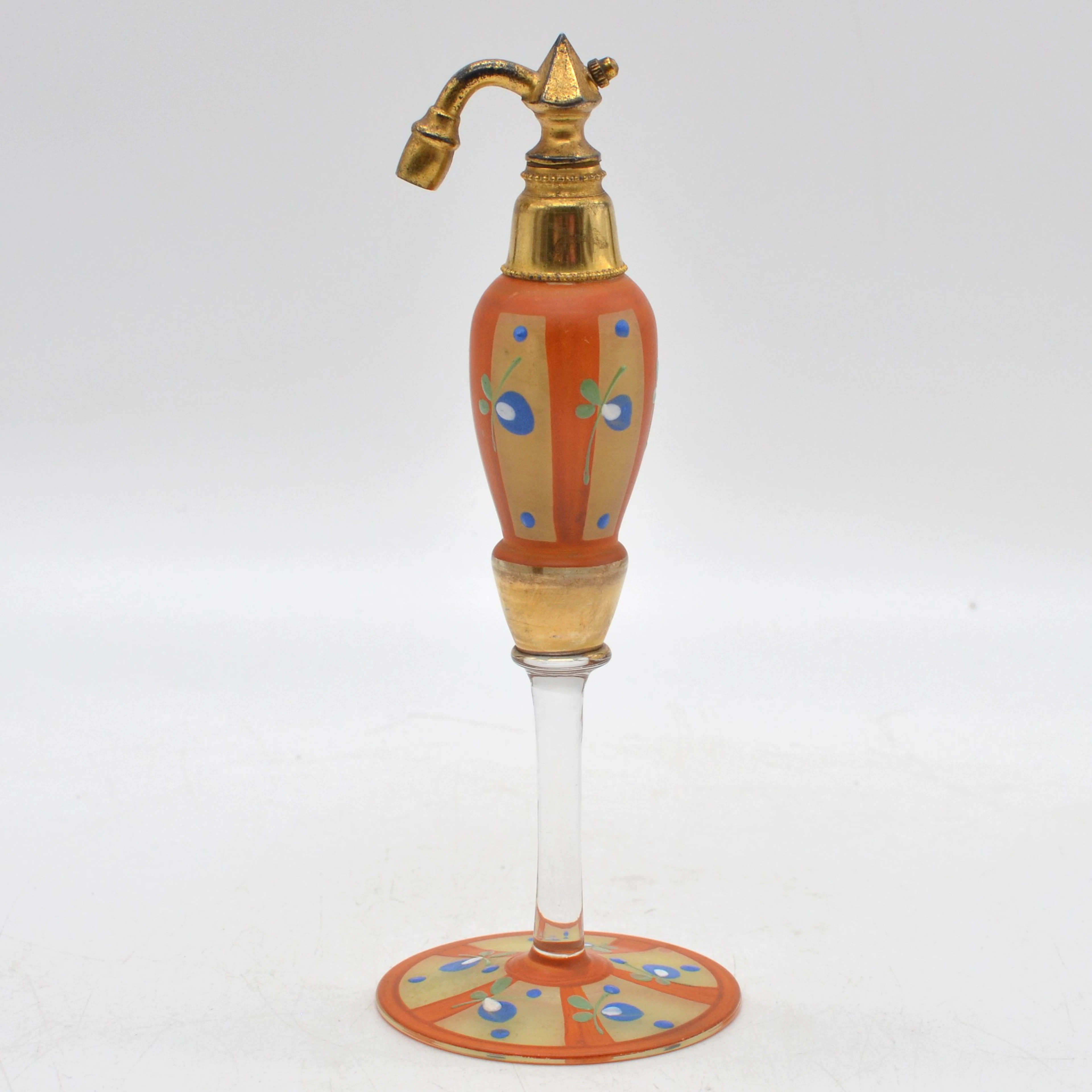 ANTIKER PARFÜMZERSTRÄUBER AUS FRANKREICH, ART DECO, GLAS UND MESSING
