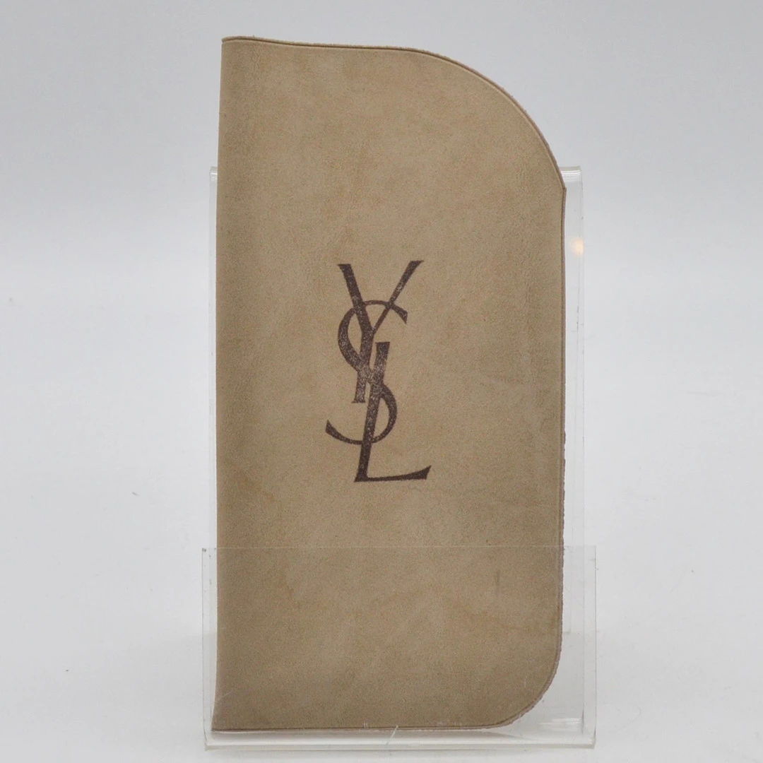 YVES SAINT LAURENT SOFTCASE/ETUI,BRAUN AUF GRAU, VINTAGE.