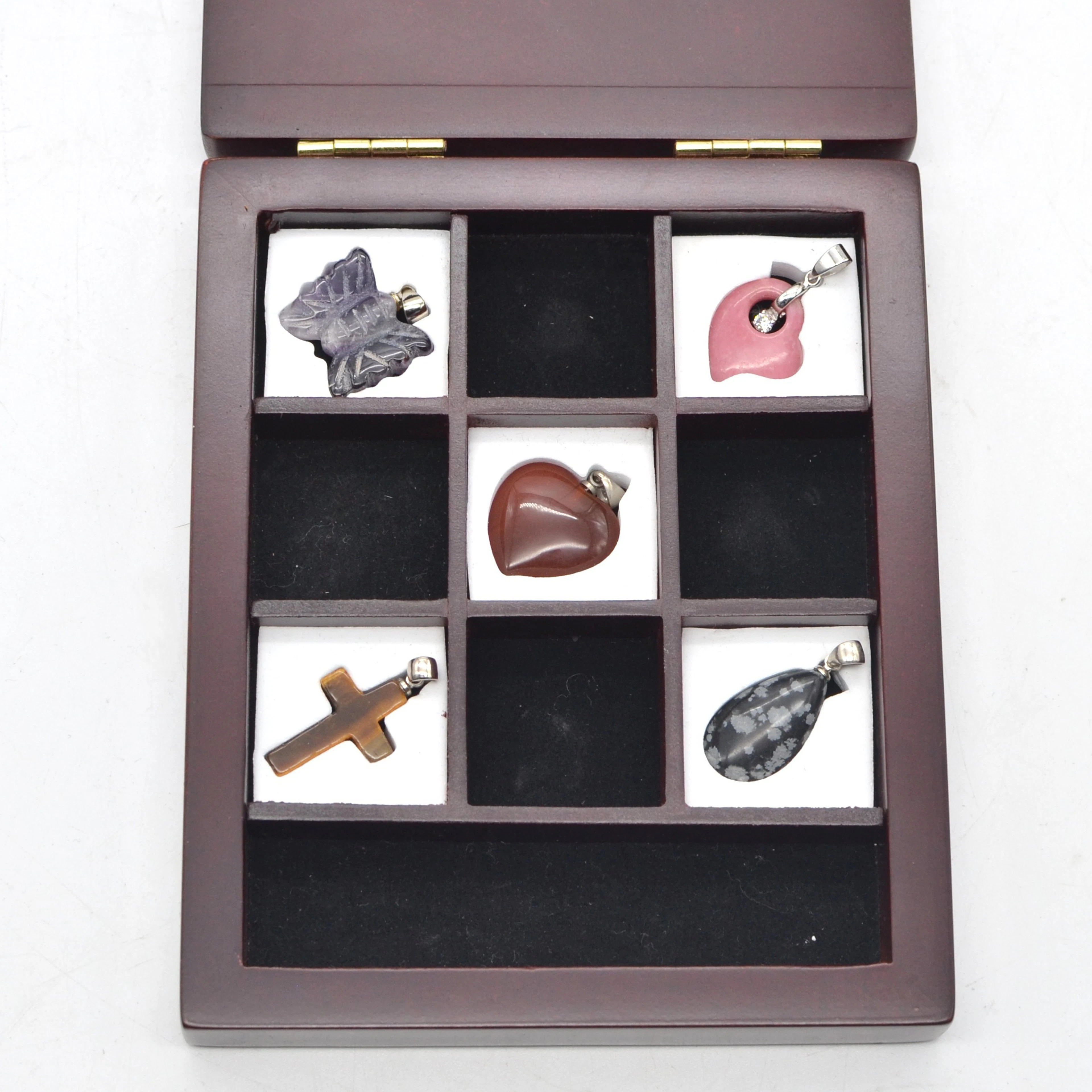 EDELSTEIN-ANHÄNGER-SET, BOX MIT 5 ANHÄNGERN, VERSCHIEDENE FORMEN