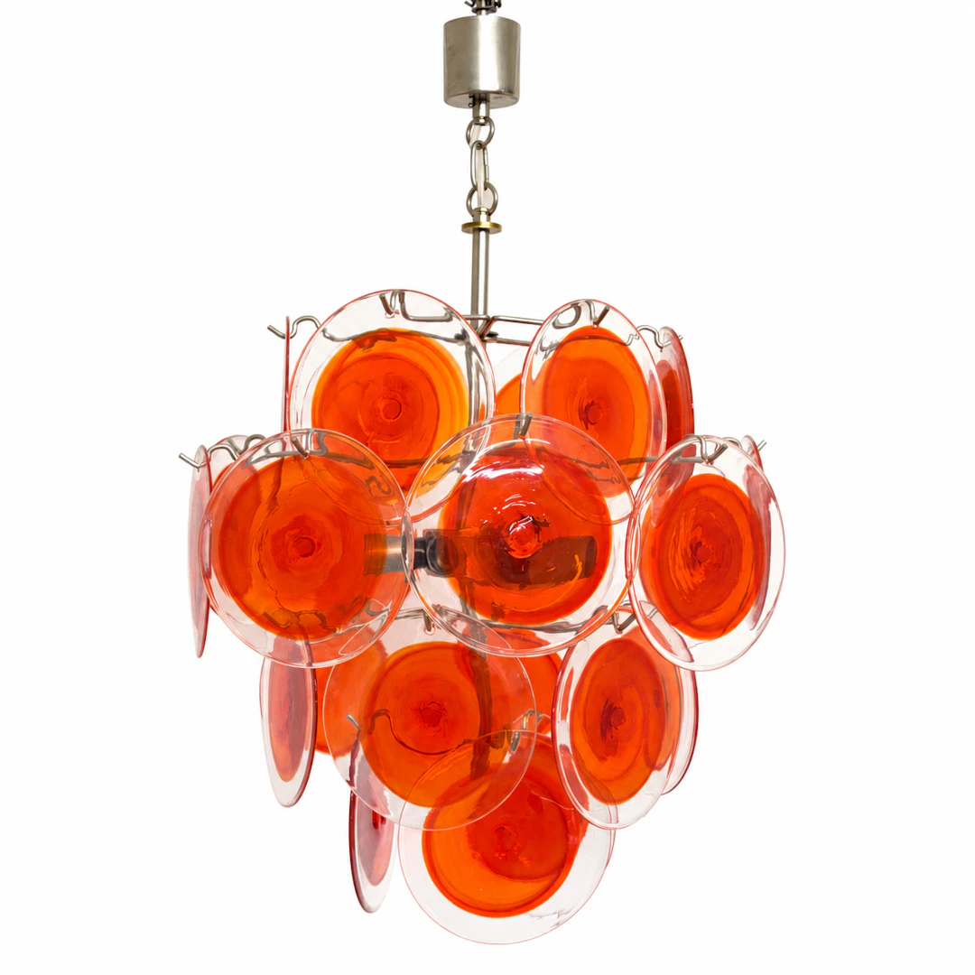 LUCIANO VISTOSI. (1931 - 2010) GROSSER ROTER MURANO GLAS KRONLEUCHTER