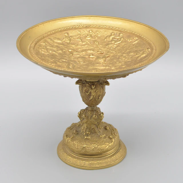 TAZZA, NEPTUN, BRONZE, FEUERVERGOLDUNG, FRANKREICH, FRÜHE BIS MITTE