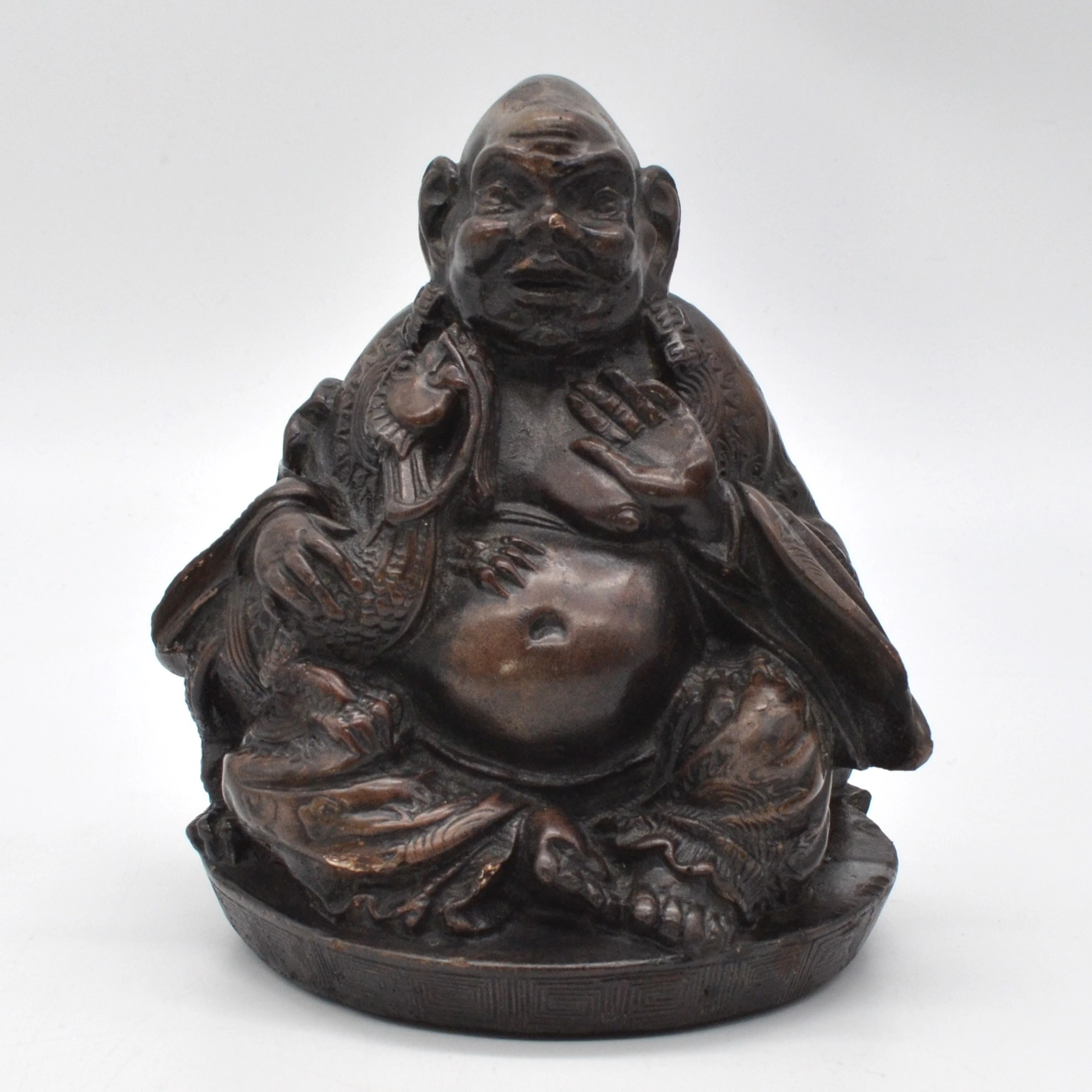 BUDDHA-MAITREYA, SKULPTUR, STEIN, HANDARBEIT, UM 1950 VIETNAM, MONOGRAMMIERT
