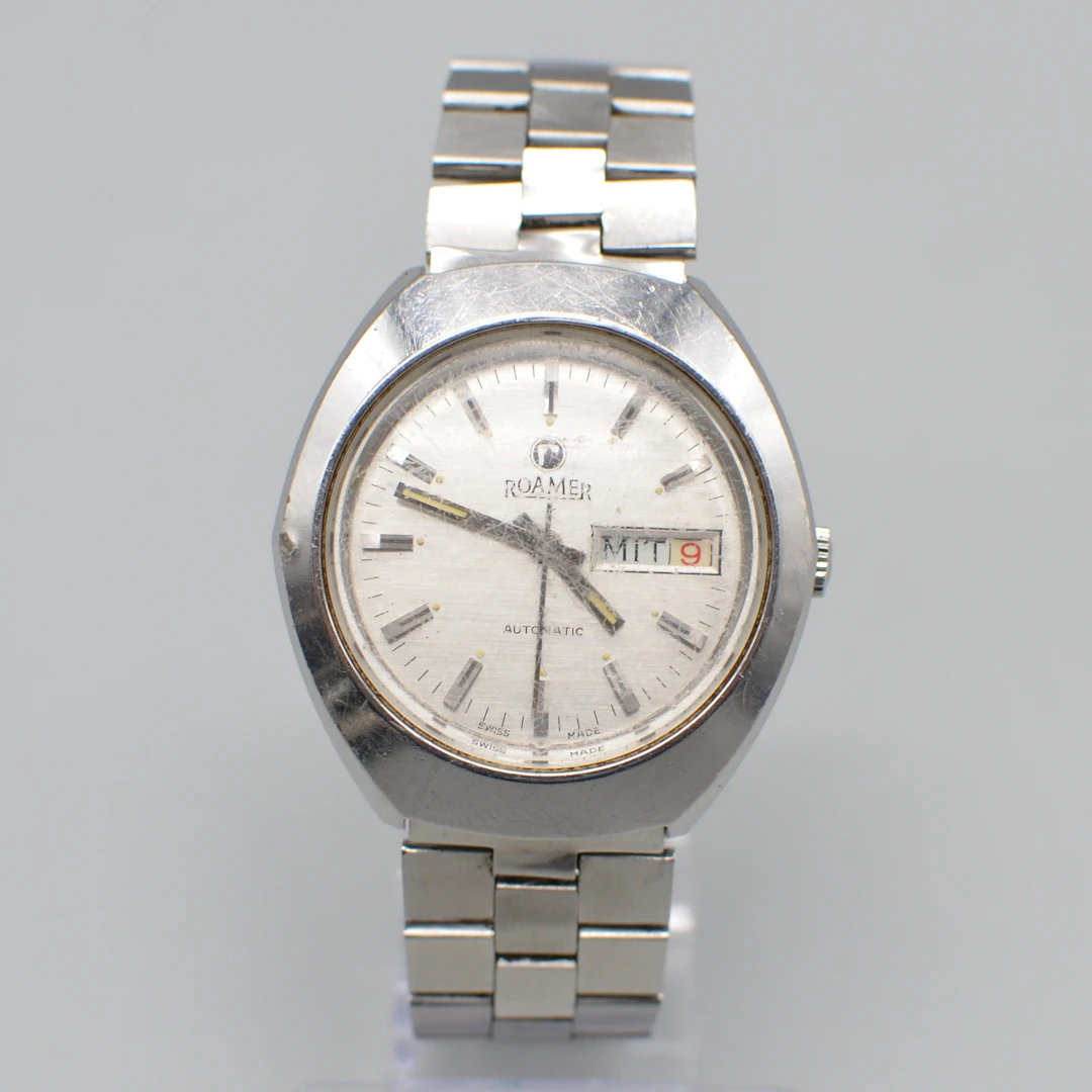 ROAMER AUTOMATIC AS 2066, DAYDATE, EDELSTAHL, UM 1970.