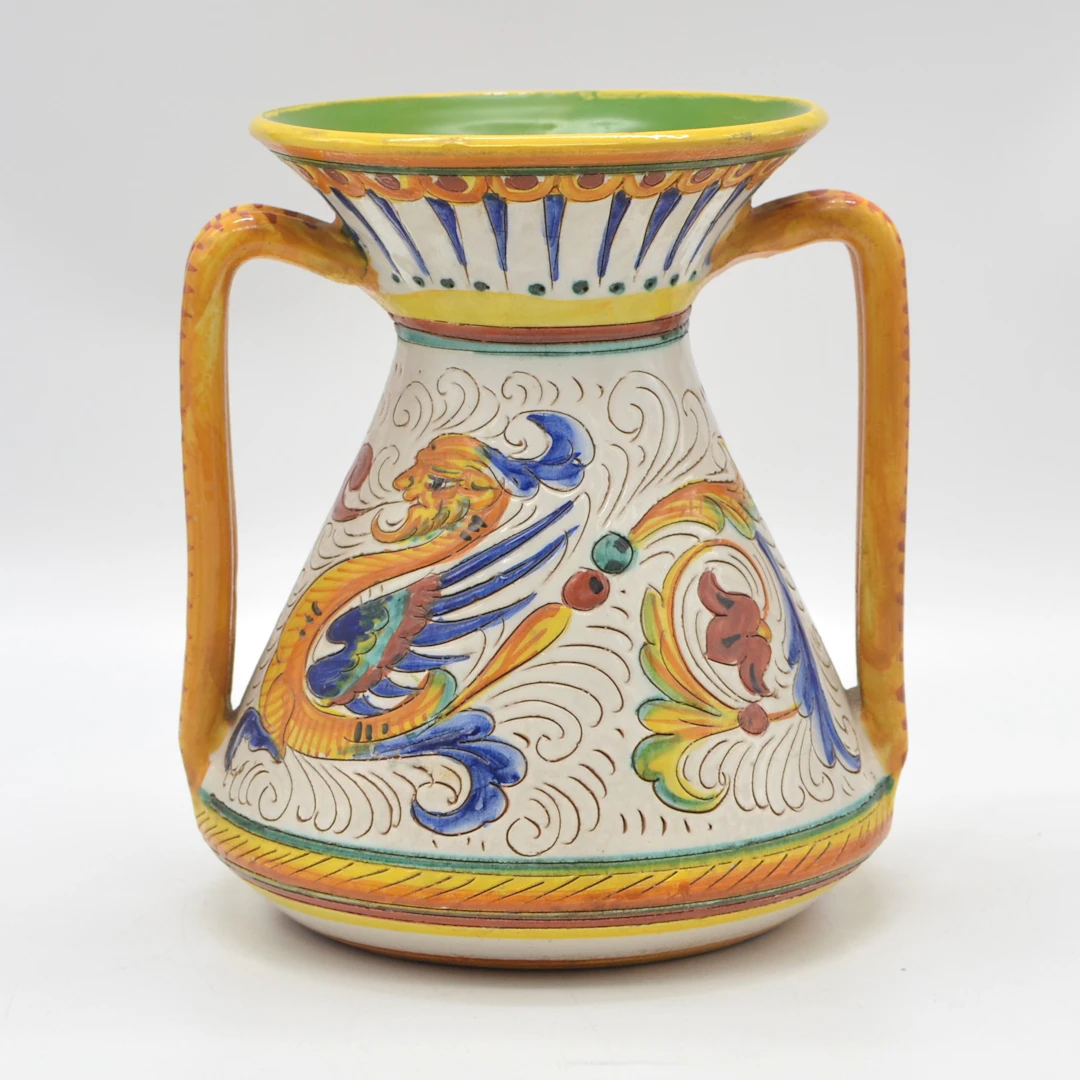 DERUTA, "G.F.", DOPPELHENKELVASE, "RAFFAELLESCO BELLISSIMO", KERAMIK