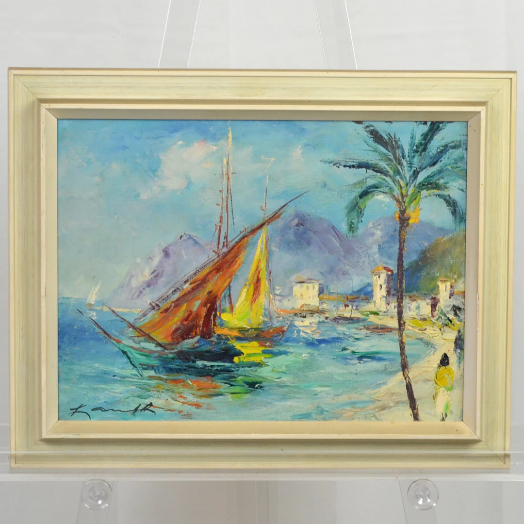 ROBERT LAUTH (1896-1985). HAFENLANDSCHAFT, ÖL AUF LEINWAND, UM 1950.