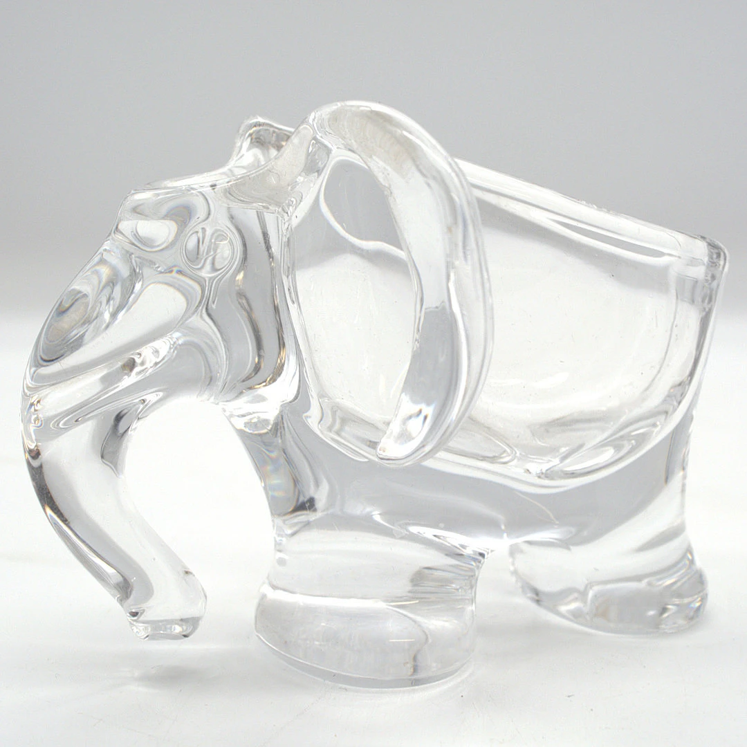 ART VANNES KRISTAL-GLASSSCHALE IN FORM EINES PLASTISCHEN ELEFANTEN