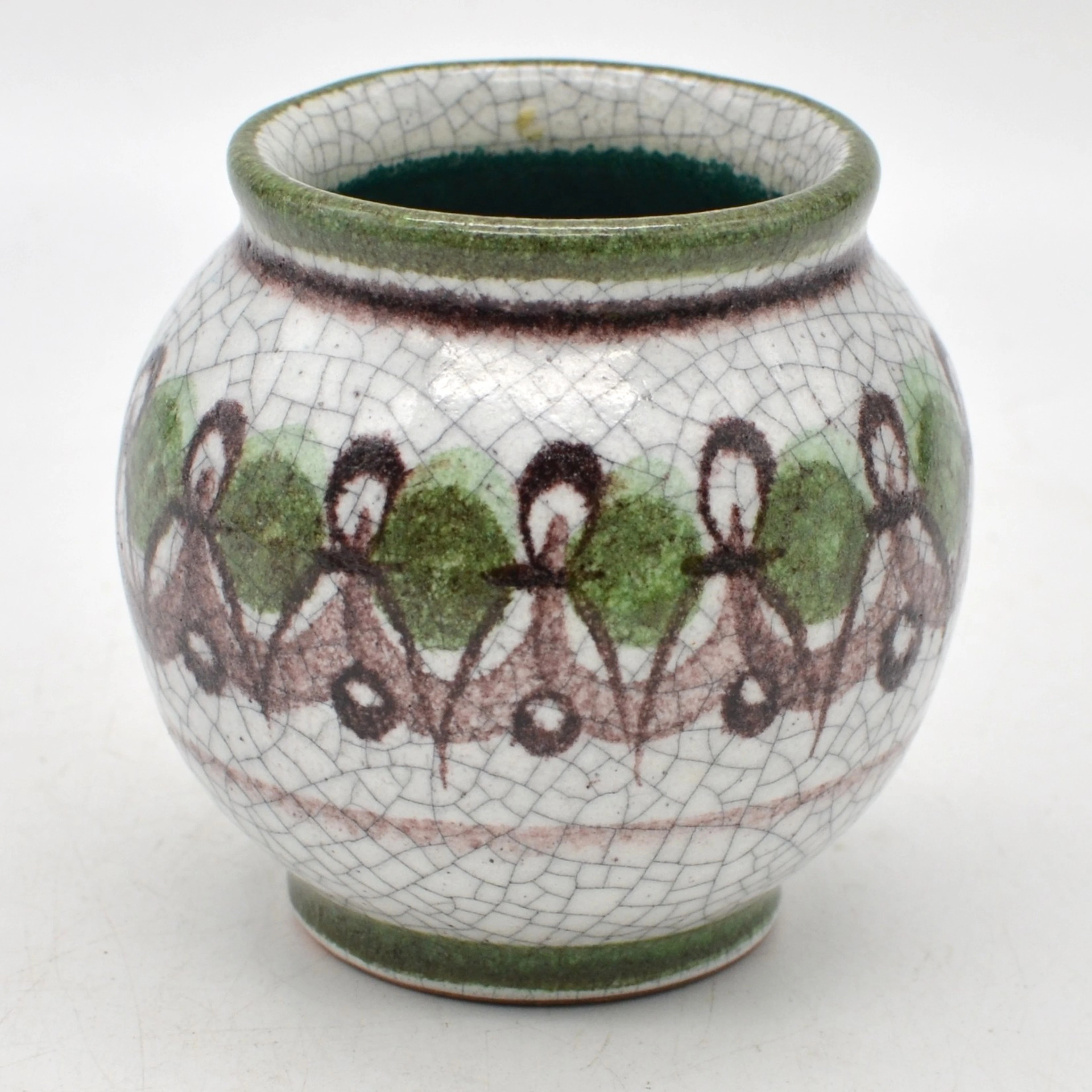 FÖDINGER KERAMIK GMUNDEN, DESIGNERVASE, KERAMIK, HANDBEMALT VON "M"