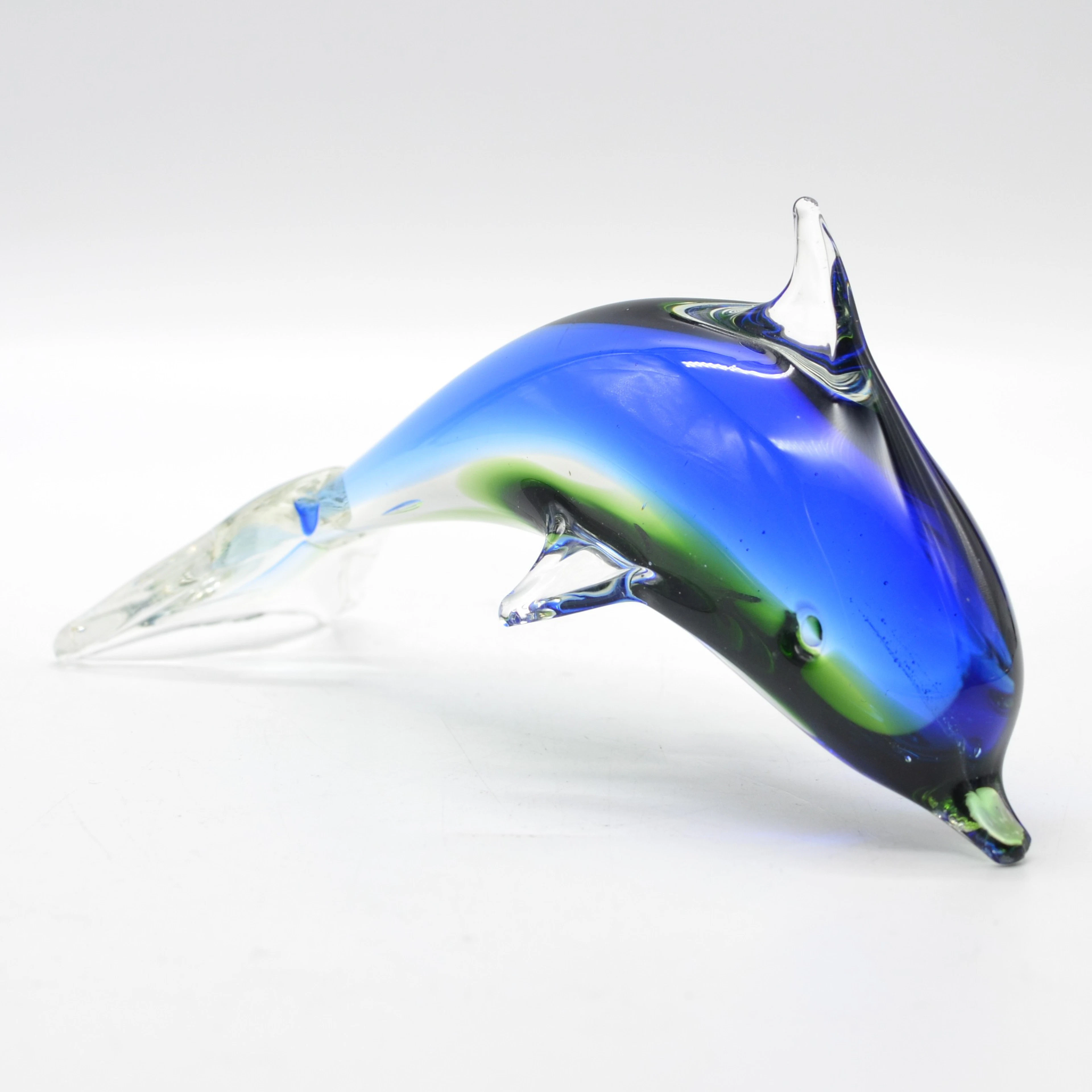 MURANO GLAS SKULPTUR, DELFIN, STUDIOGLAS, SOMMERSO, ITALIEN, UM 1960.