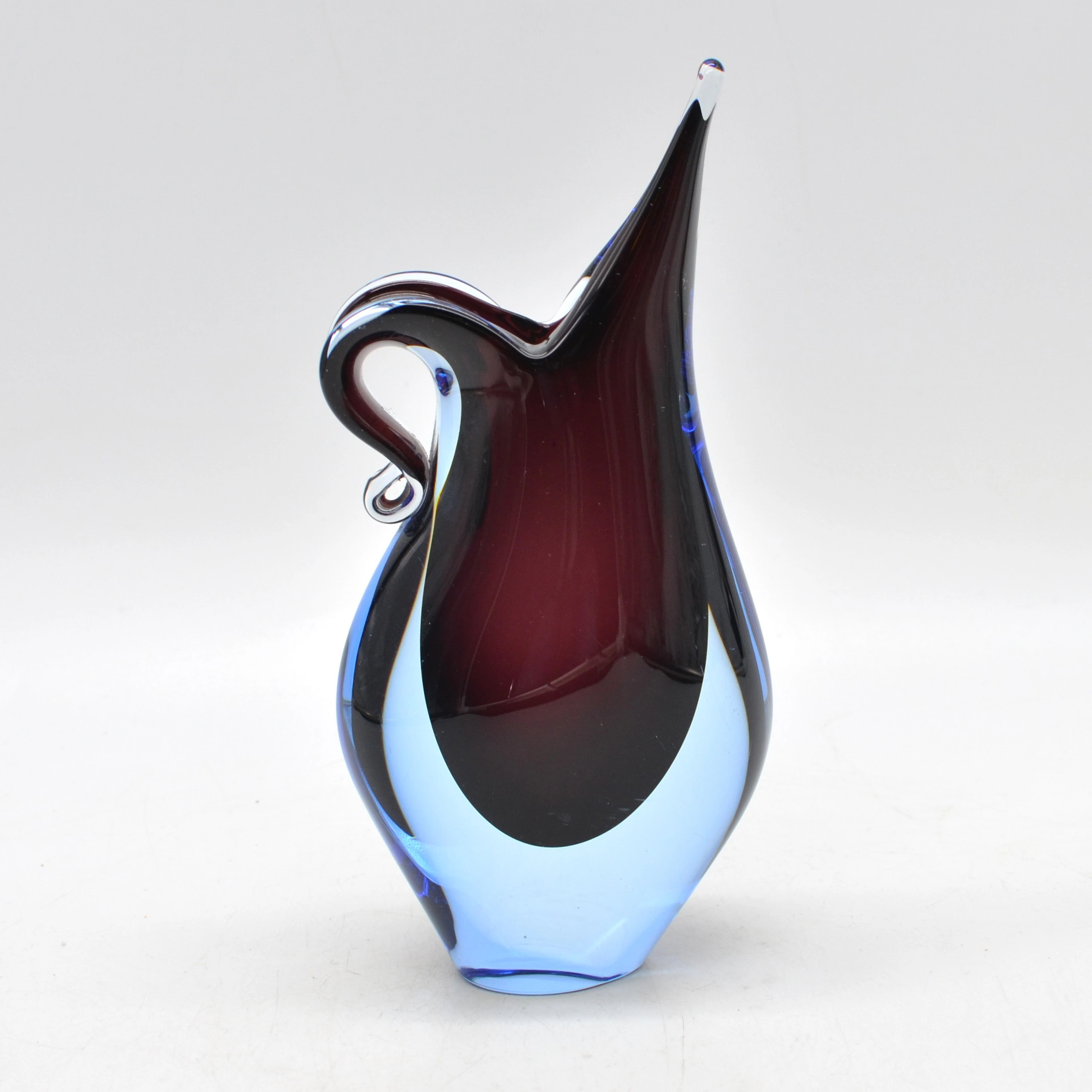 FLAVIO POLI. MURANO DESIGNERVASE, STUDIOGLAS, SOMMERSO, ITALIEN, UM 1950.