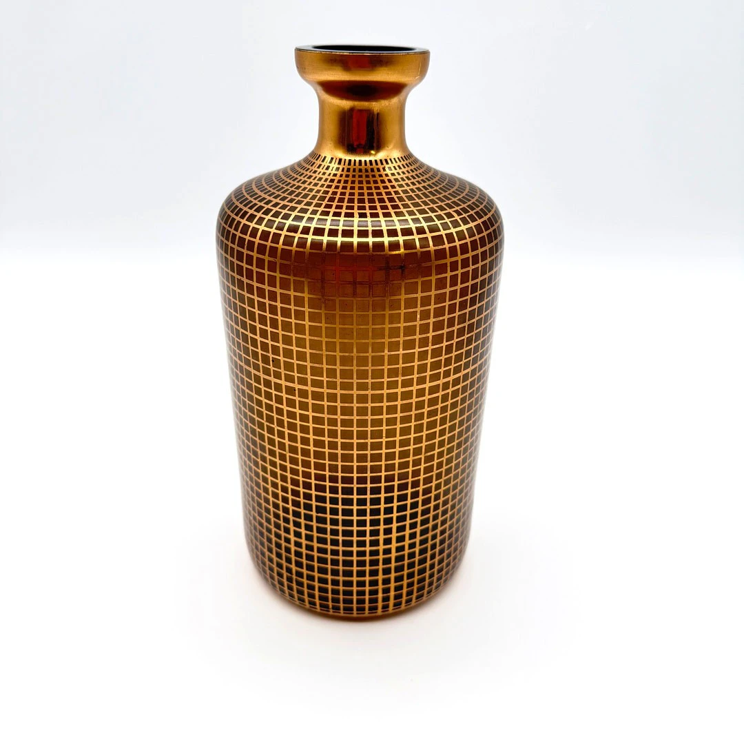 ART DÉCO GEBRÜDER PODBIRA GLAS VASE GOLD-RASTER-DEKOR HAIDA BÖHMEN.