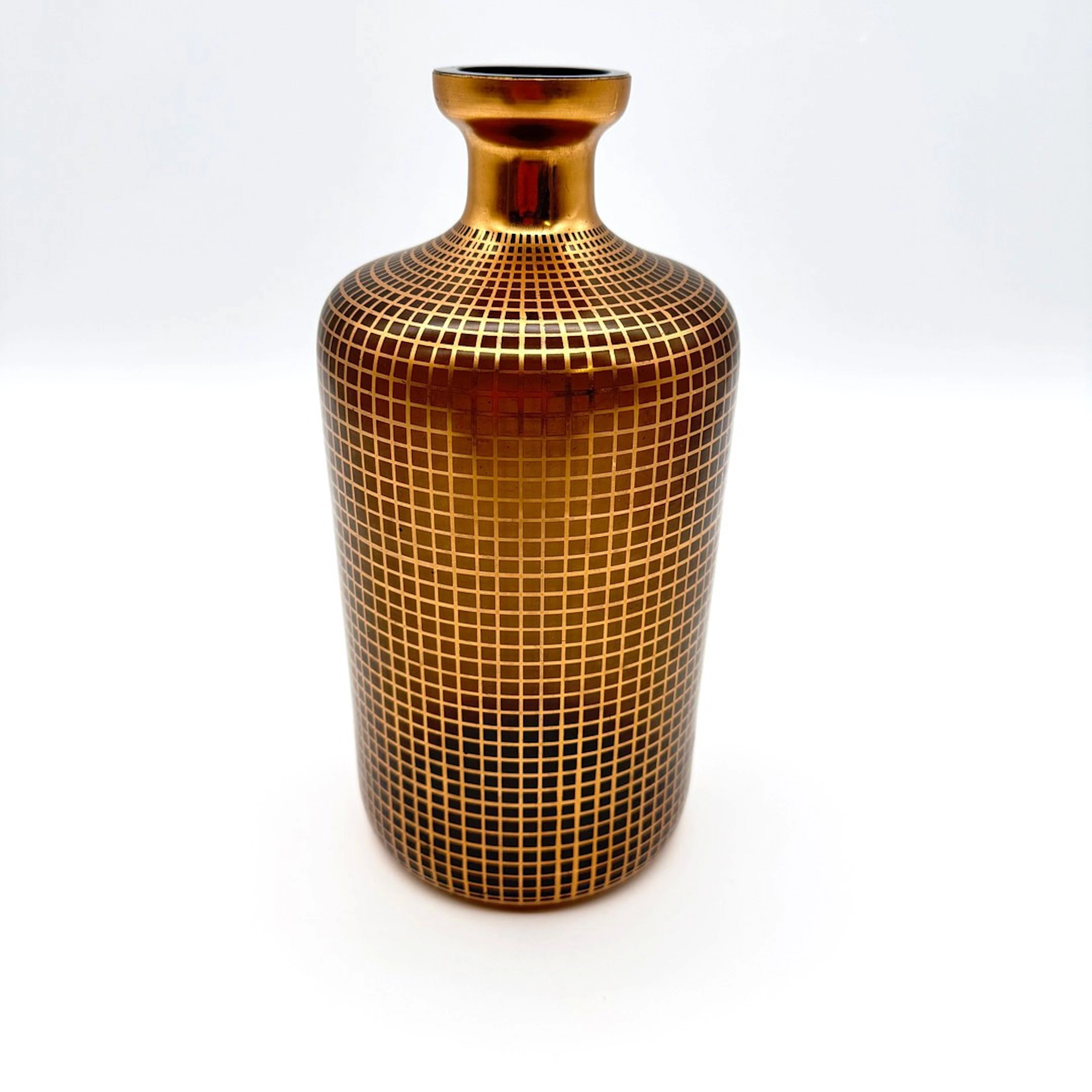 ART DÉCO GEBRÜDER PODBIRA GLAS VASE GOLD-RASTER-DEKOR HAIDA BÖHMEN.