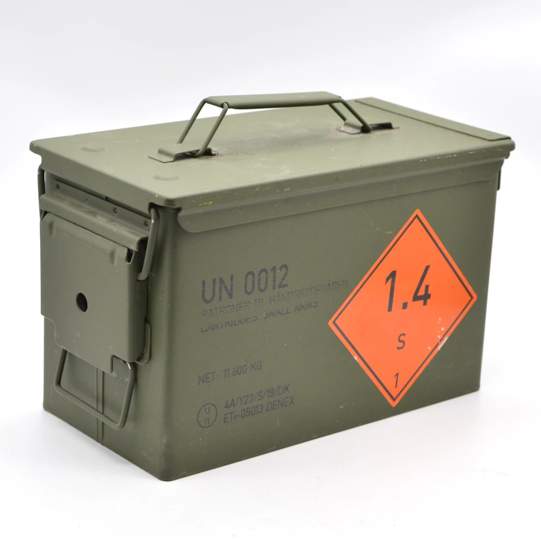 ATO 5.56X45MM VOLLMANTEL M2A1 MUNITIONSKISTE AUS STAHL, DÄNEMARK, 2019.