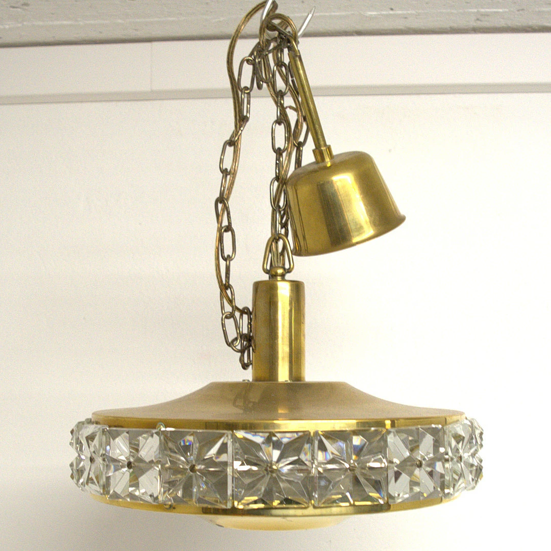 CARL FAGERLUND. VITRICA, DECKENLAMPE, MESSING, KRISTALLGLAS, VINTAGE