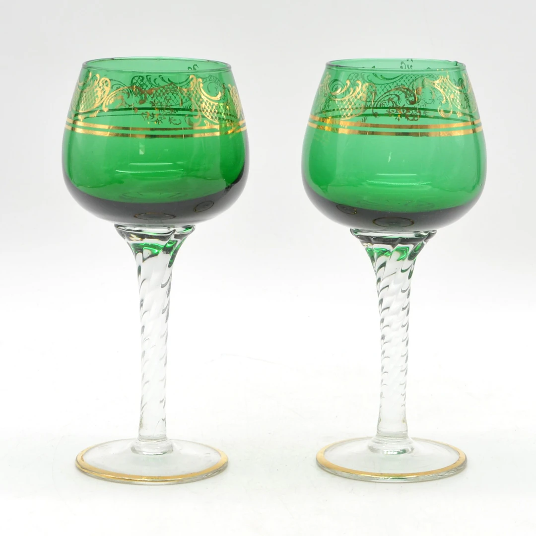 FERRO & LAZZARINI. EIN PAAR MURANO-STIELGLÄSER, STUDIOGLAS, VERGOLDETE