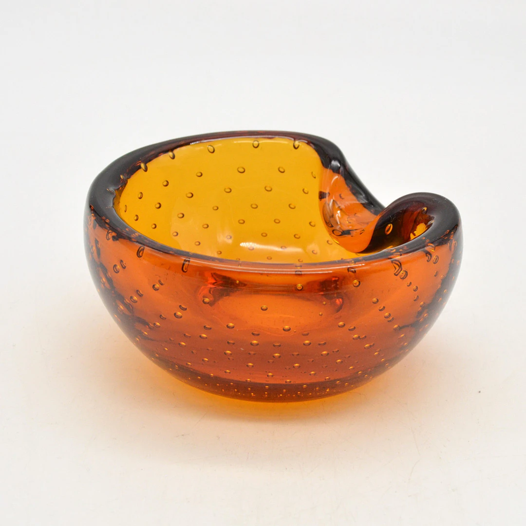 DESIGNERSCHALE, STUDIOGLAS, BERNSTEINFARBE, KONTROLLIERTE LUFTEINSCHLÜSSE