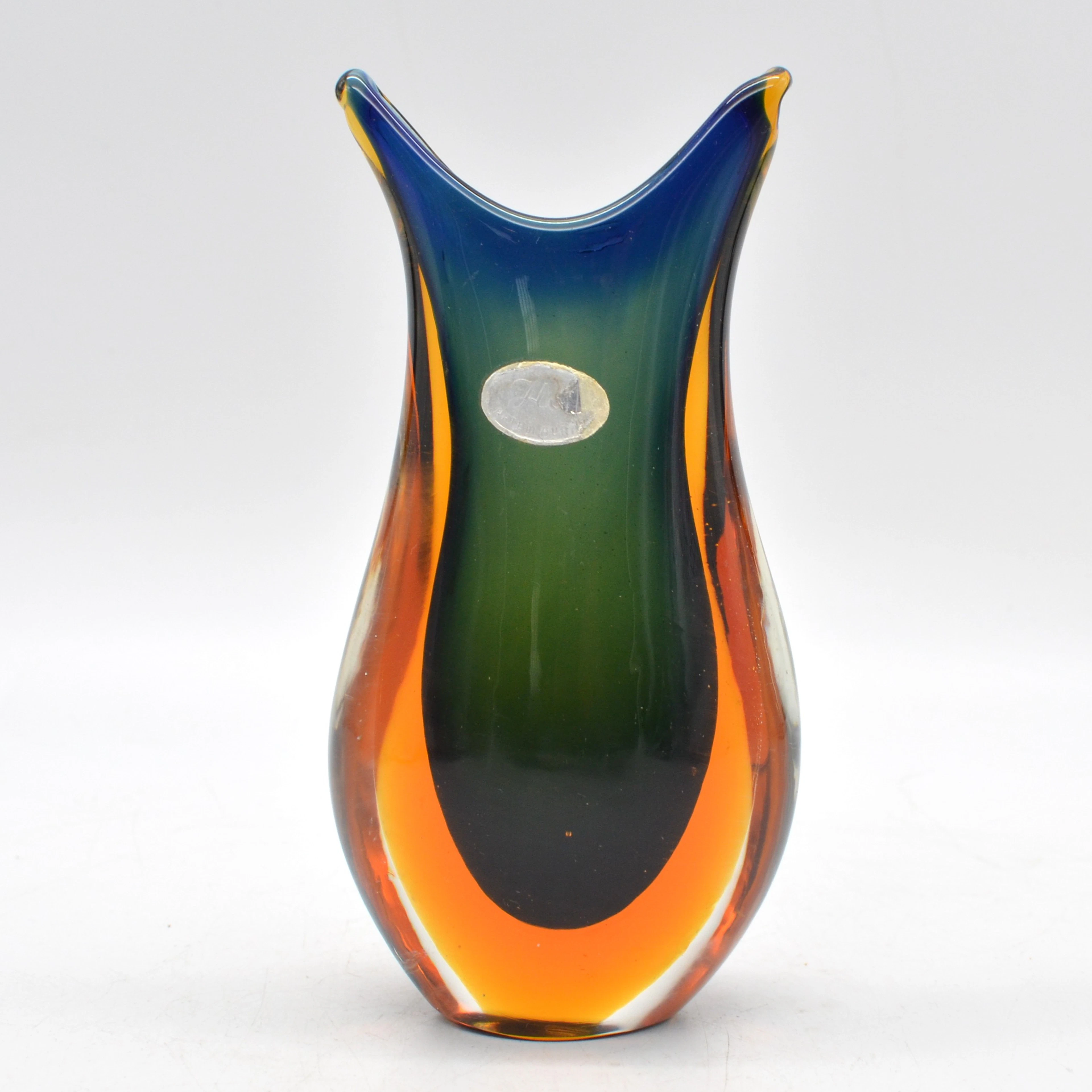 FLAVIO POLI. MURANO DESIGNERVASE, STUDIOGLAS, SOMMERSO, ITALIEN, UM