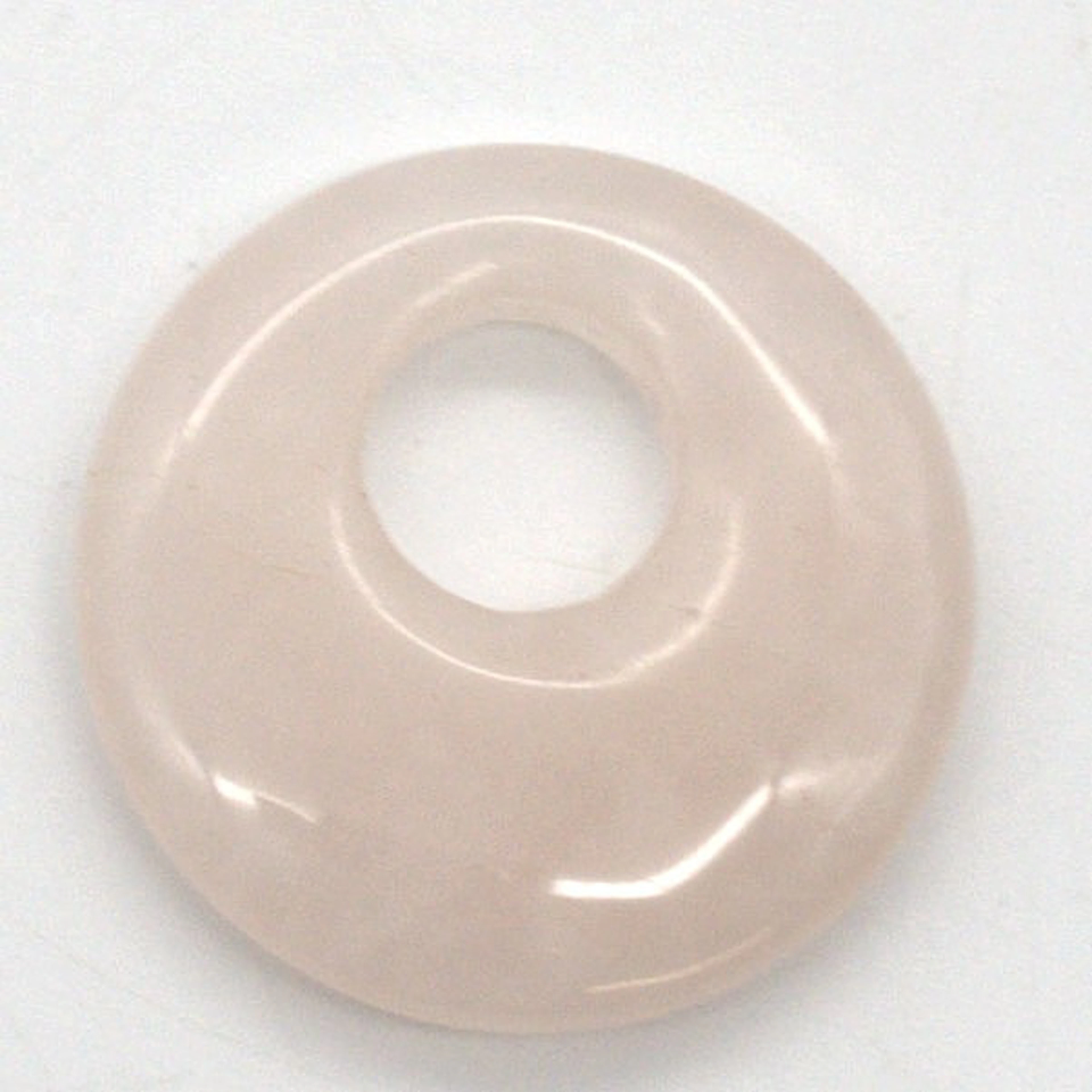 VINTAGE ROSENQUARZ ANHÄNGER, HANGESCHLIFFEN, RUNDE FORM, MIT ÖFFNUNG