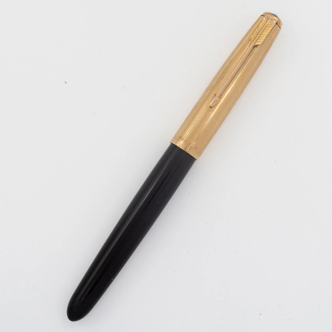 FÜLLFEDERHALTER PARKER 51, DOUBLEKAPPE, 14 KARAT GOLDFEDER, MADE IN
