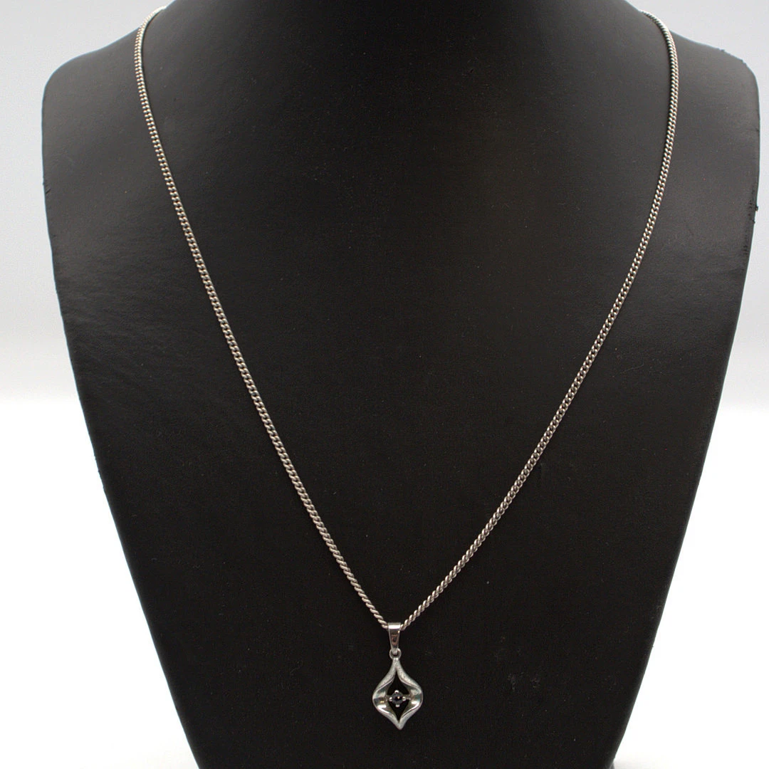 DESIGNER COLLIER HALSKETTE 835 SILBER ANHÄNGER MIT FARBSTEIN.
