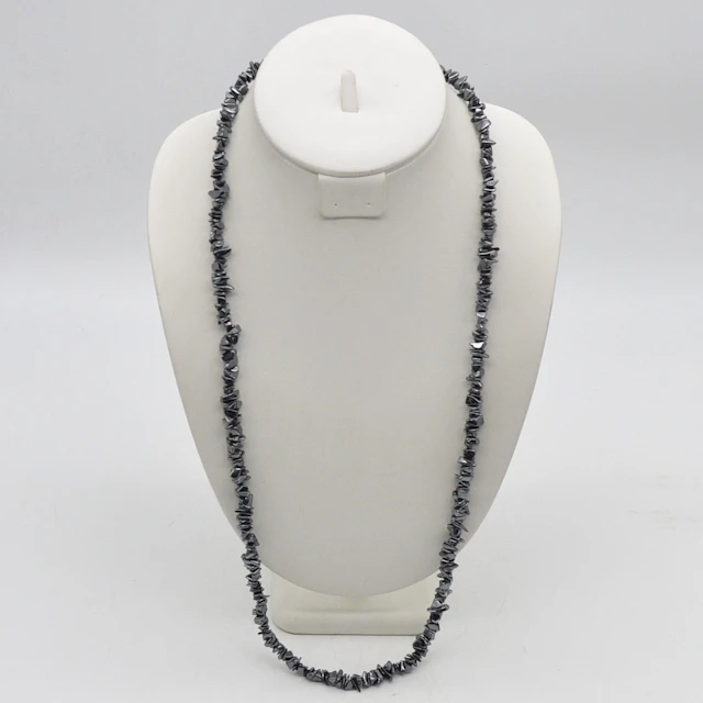 EDELSTEINCOLLIER AUS HÄMATIT, VINTAGE, MIT VERSCHLUSS, GESAMTLÄNGE CA. 80 CM.