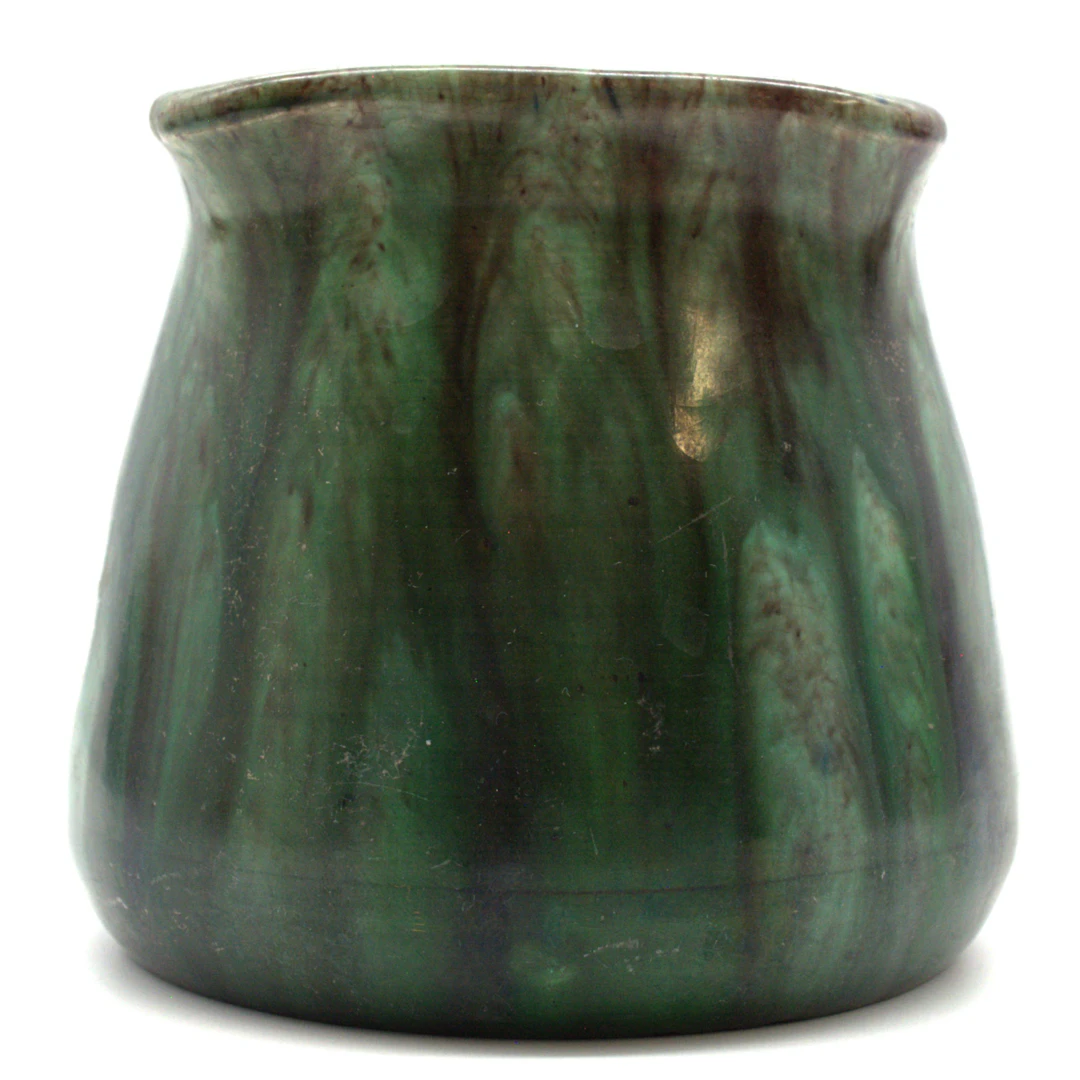 HERMANN MUTZ WITWE. (1913-1929) JUGENDSTIL KERAMIK VASE MIT GRÜNER