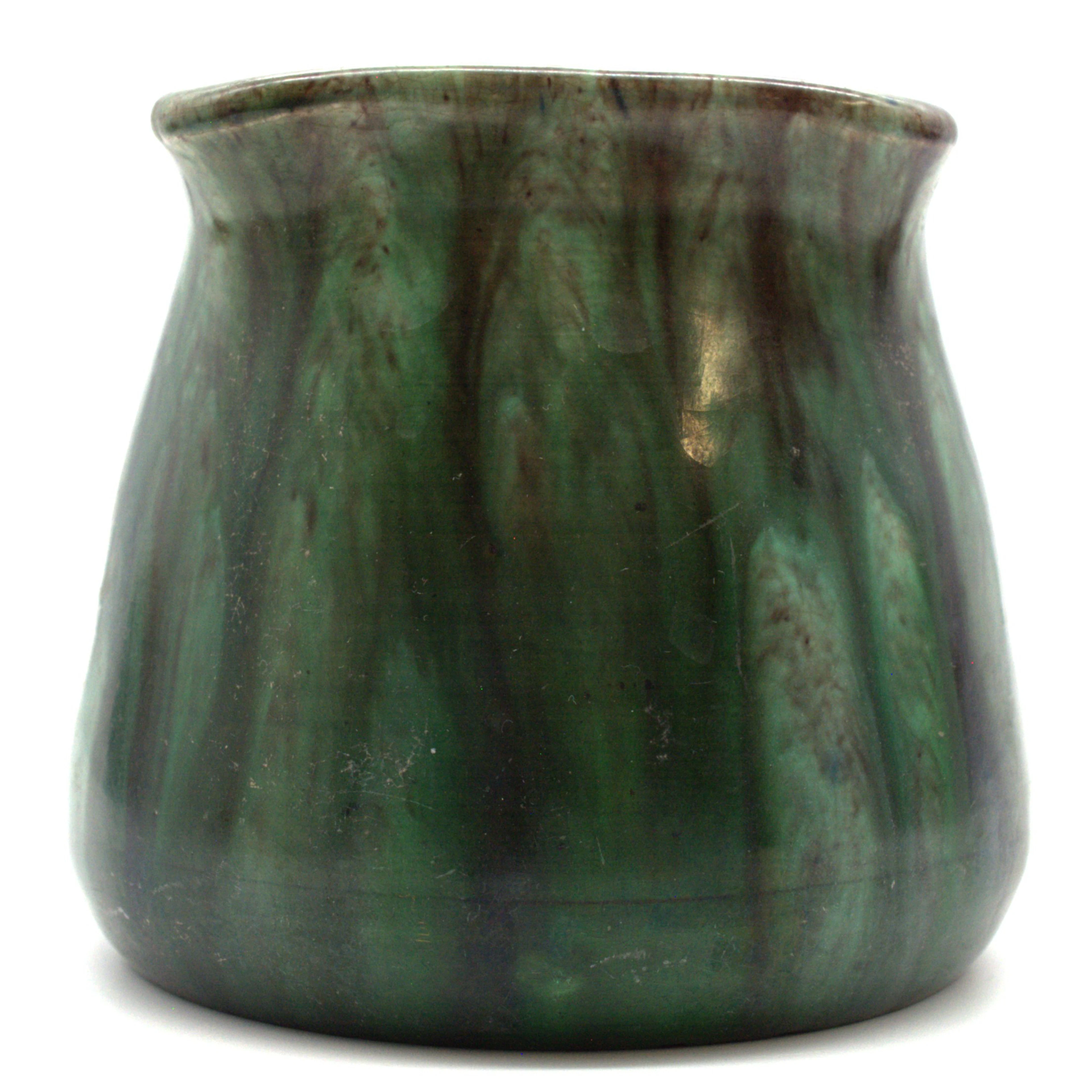 HERMANN MUTZ WITWE. (1913-1929) JUGENDSTIL KERAMIK VASE MIT GRÜNER