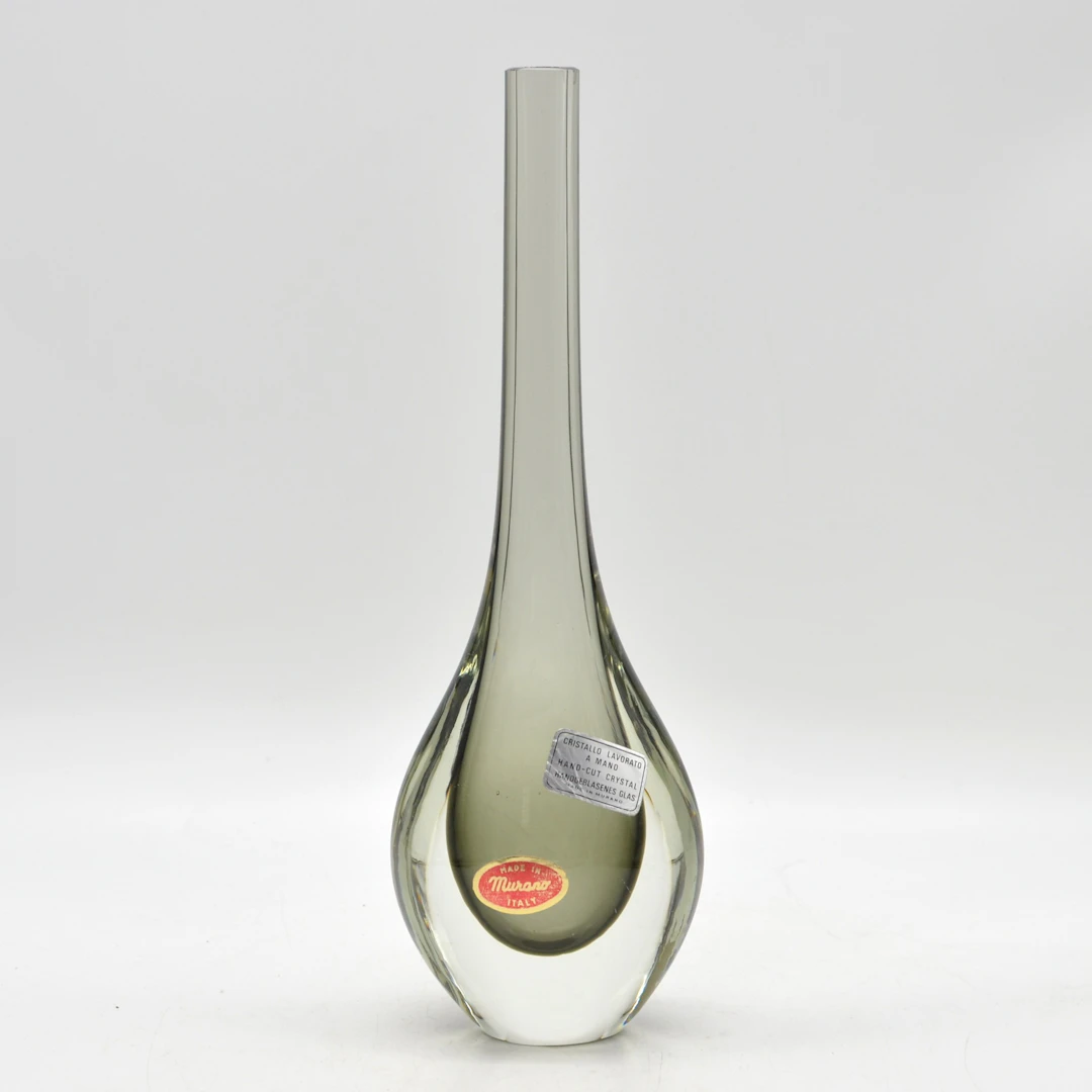 MURANO DESIGNERVASE, KRISTALLGLAS, SOMMERSO, ITALIEN, UM 1960, MIT