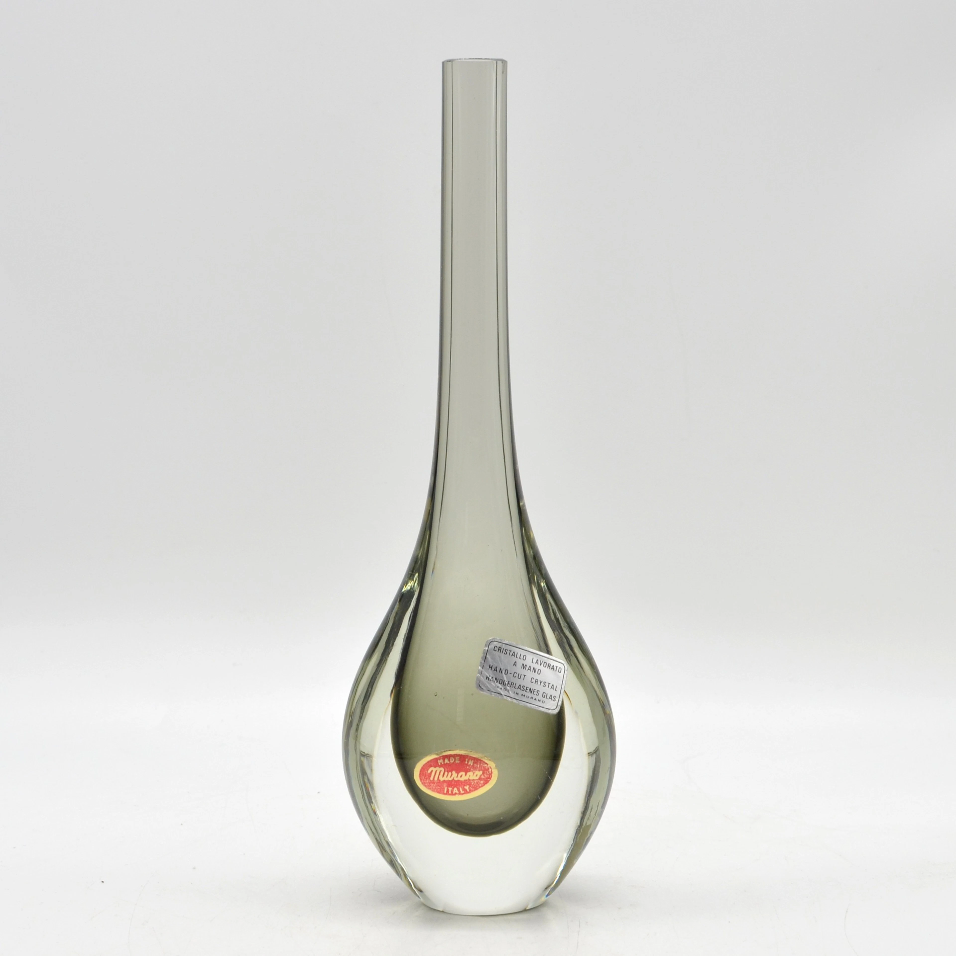 MURANO DESIGNERVASE, KRISTALLGLAS, SOMMERSO, ITALIEN, UM 1960, MIT