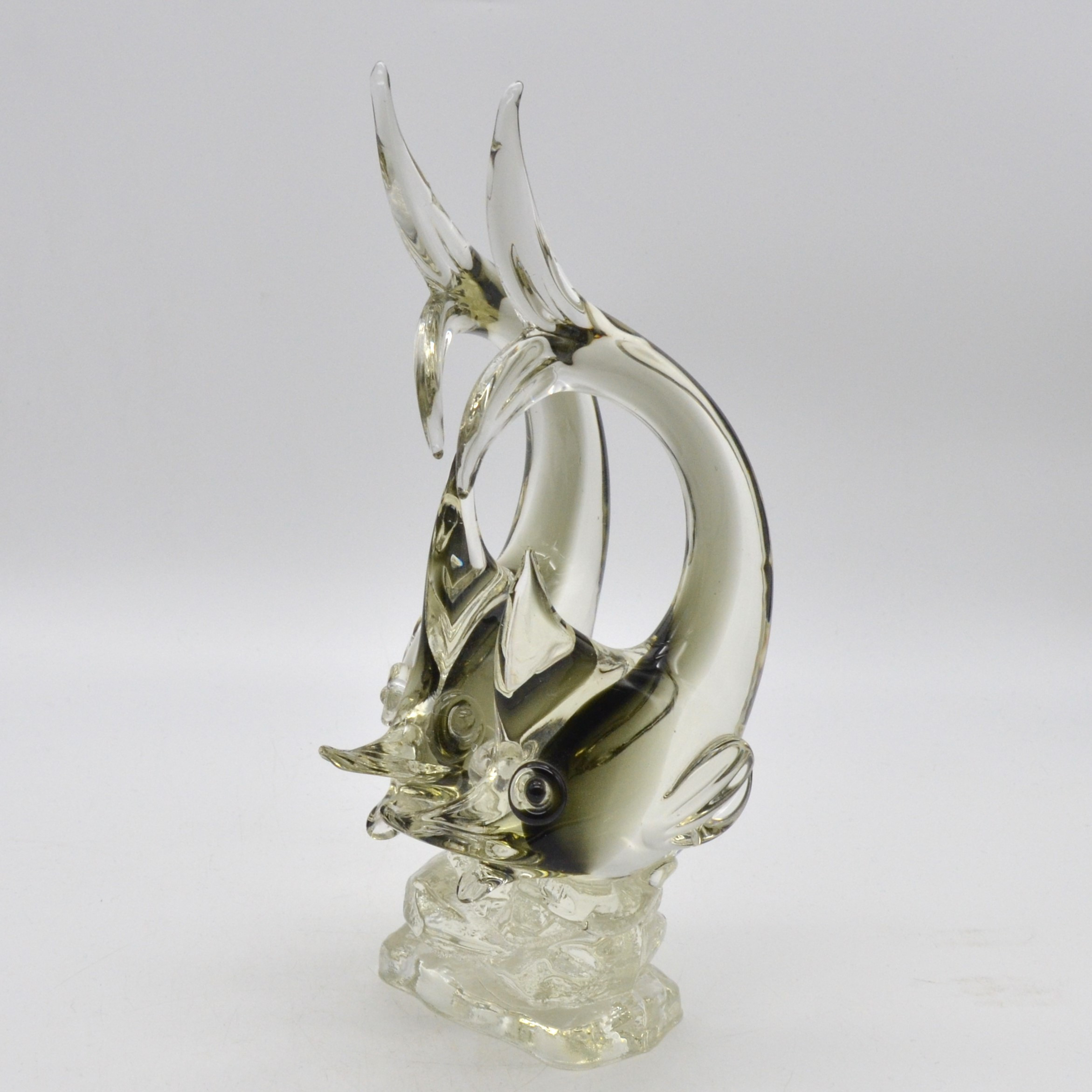 MURANO GLAS SKULPTUR, ZWEI FISCHE, STUDIOGLAS, SOMMERSO, ITALIEN, UM 1960.
