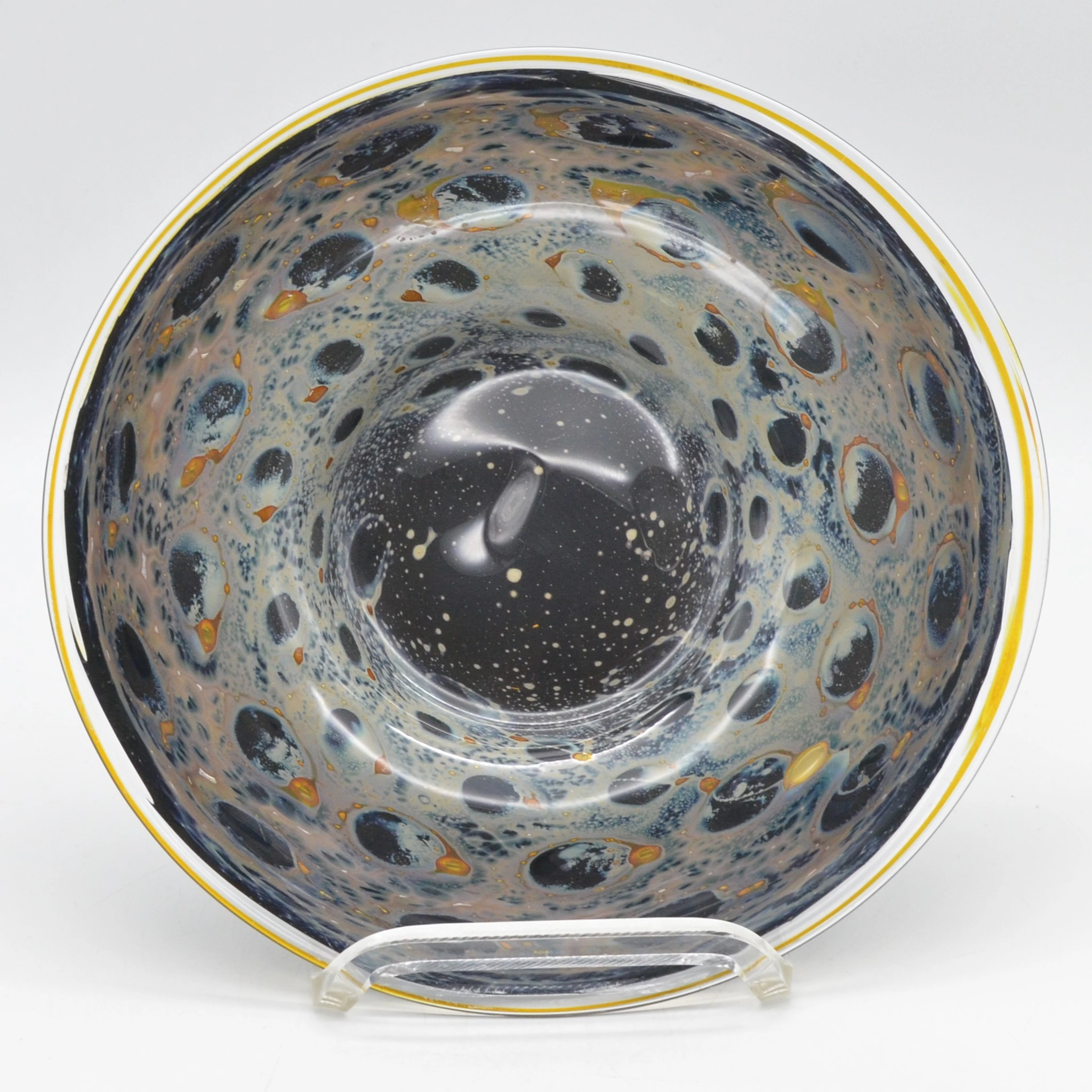 ERWIN EISCH(1927-2022). DESIGNER TELLER AUS GLAS, PFAU-MUSTER, MEHRFACHER