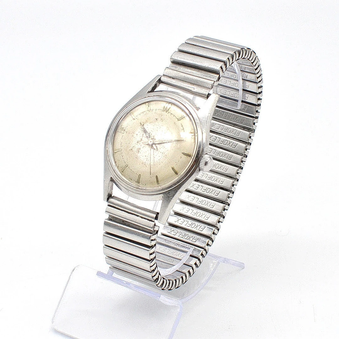 HERRENARMBANDUHR MIT FLEXBAND, MECHANISCH, UNBEKANNTE MARKE, AUS EDELSTAHL