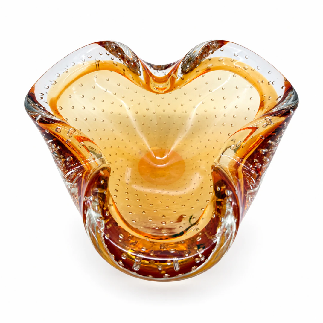 MURANO SCHALE ASCHENBECHER BERNSTEINFARBIG 1960 - 1970.