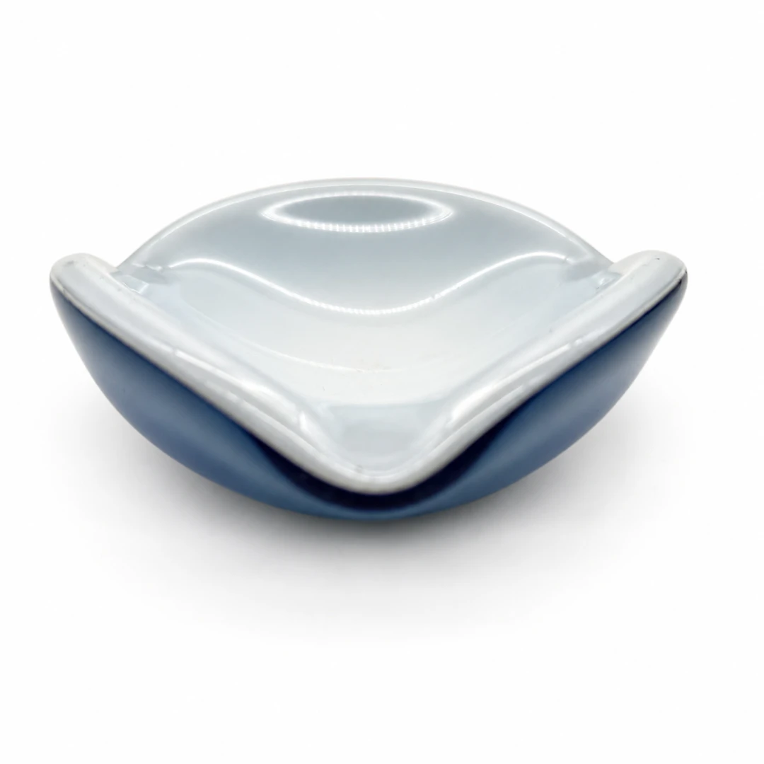 MURANO ASCHENBECHER SCHALE BLAU WEISS 1950 - 1970.