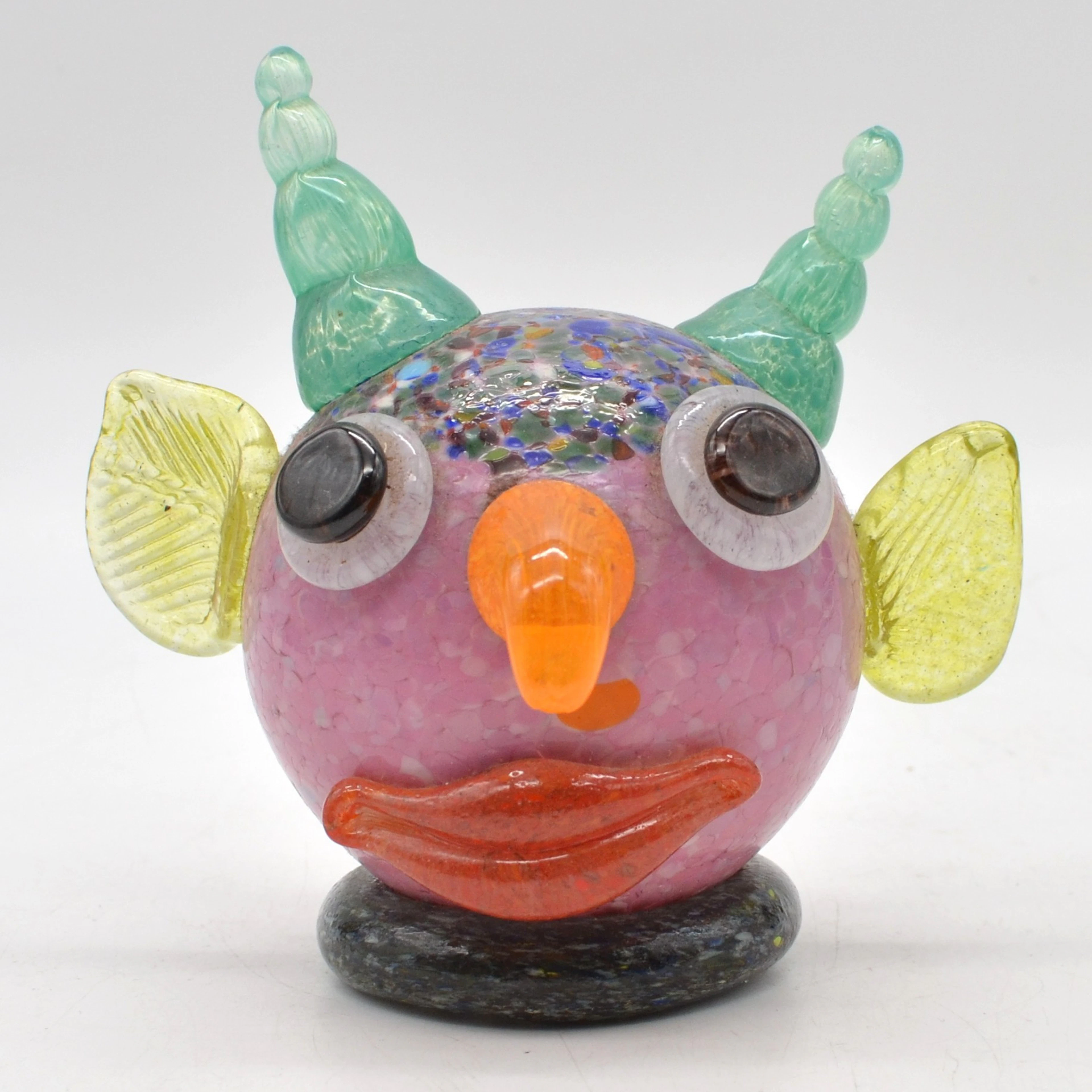 OBERSTDORFER GLASHÜTTE, TEUFEL-FIGUR, BUNTES GLAS, MISCHTECHNIK, MITTE