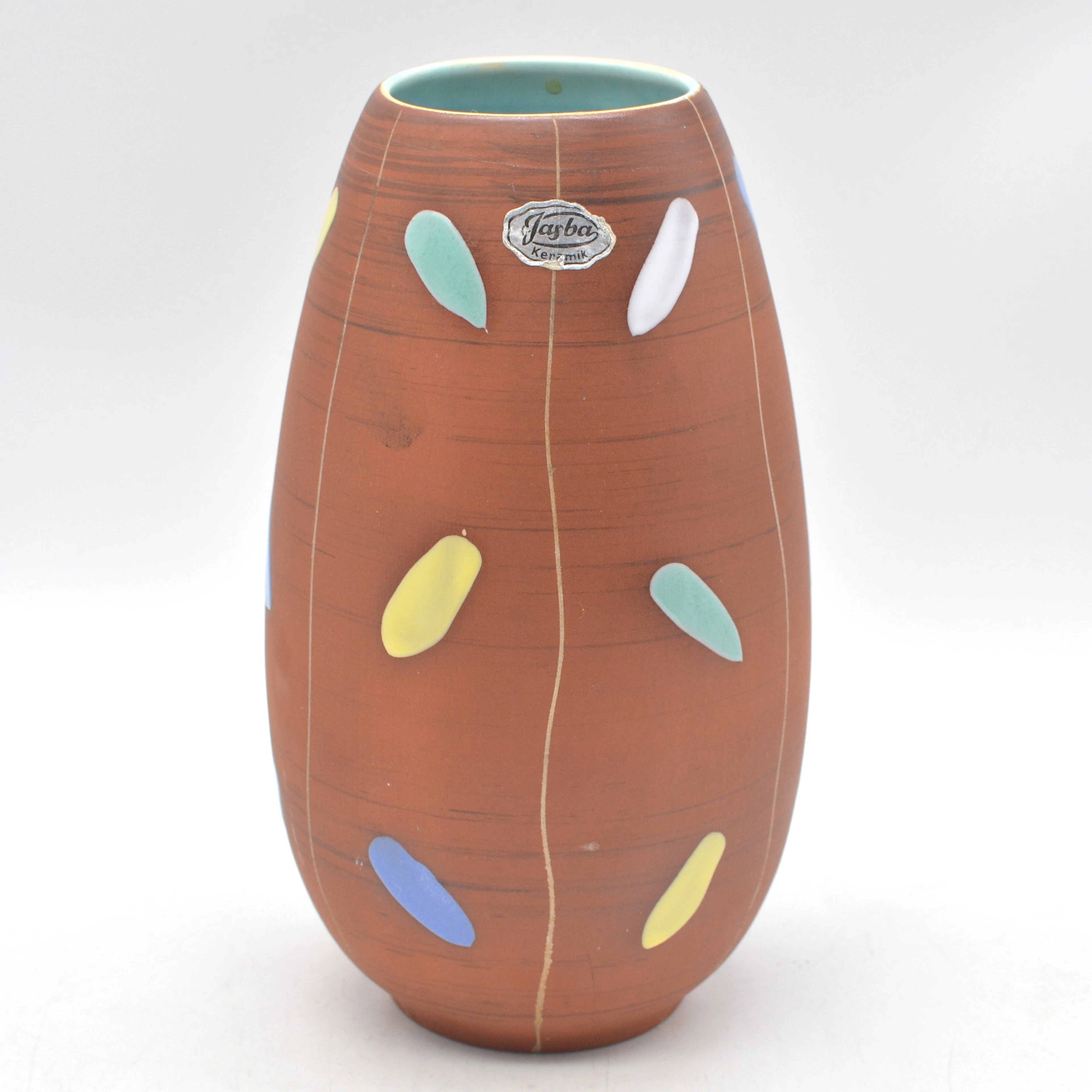 JASBA KERAMIK, DESIGNERVASE, HANDBEMALT, DEUTSCHLAND, UM 1950, MIT