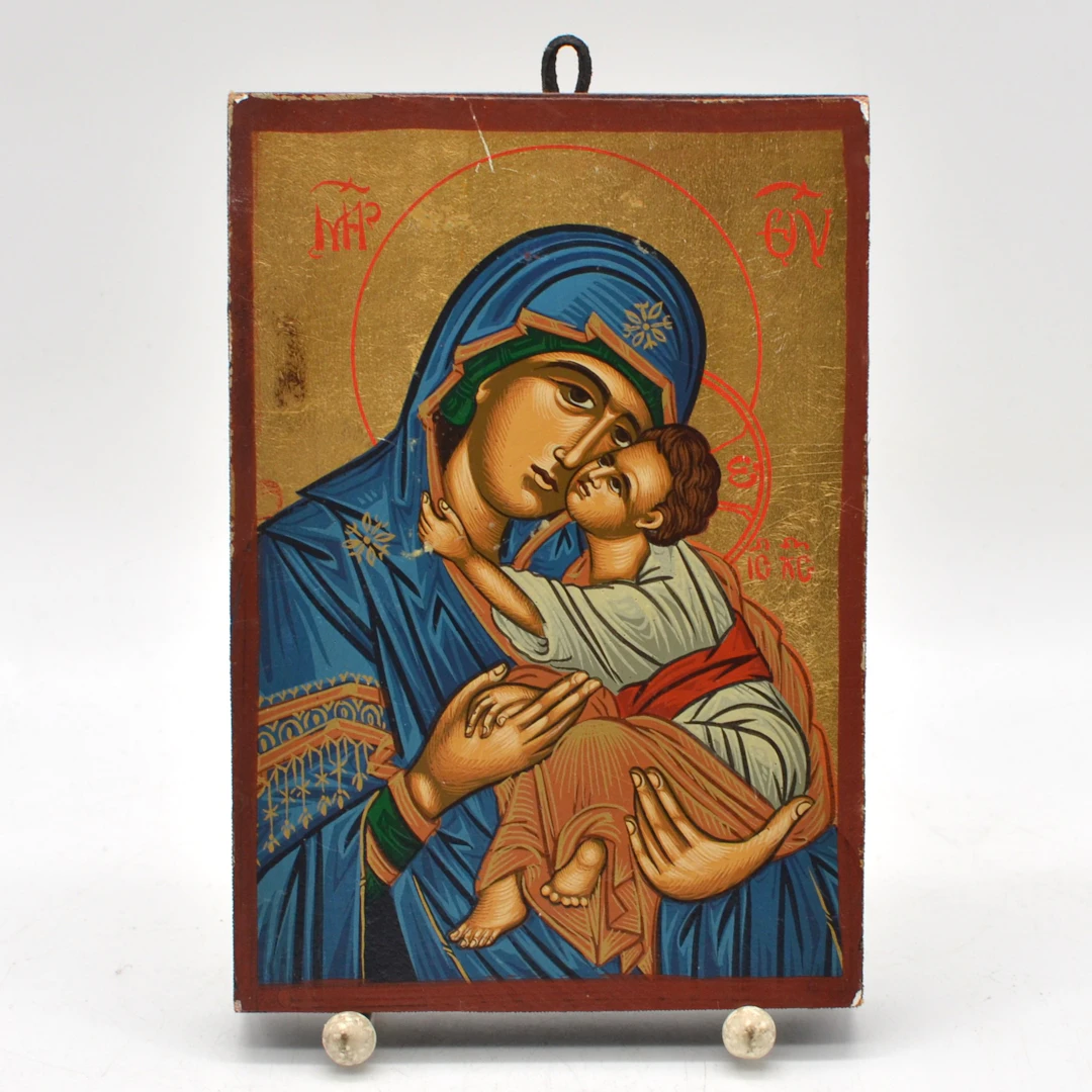 MADONNA IKONE, "ELEUSA", IM BYZANTINISCHEM STIL, EITEMPERA UND GOLD