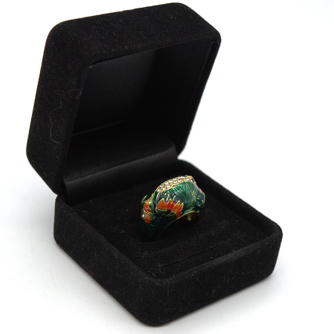 DESIGNER RING STERLING SILBER VEGOLDET MIT EMAIL BESETZT MIT MEHREREN