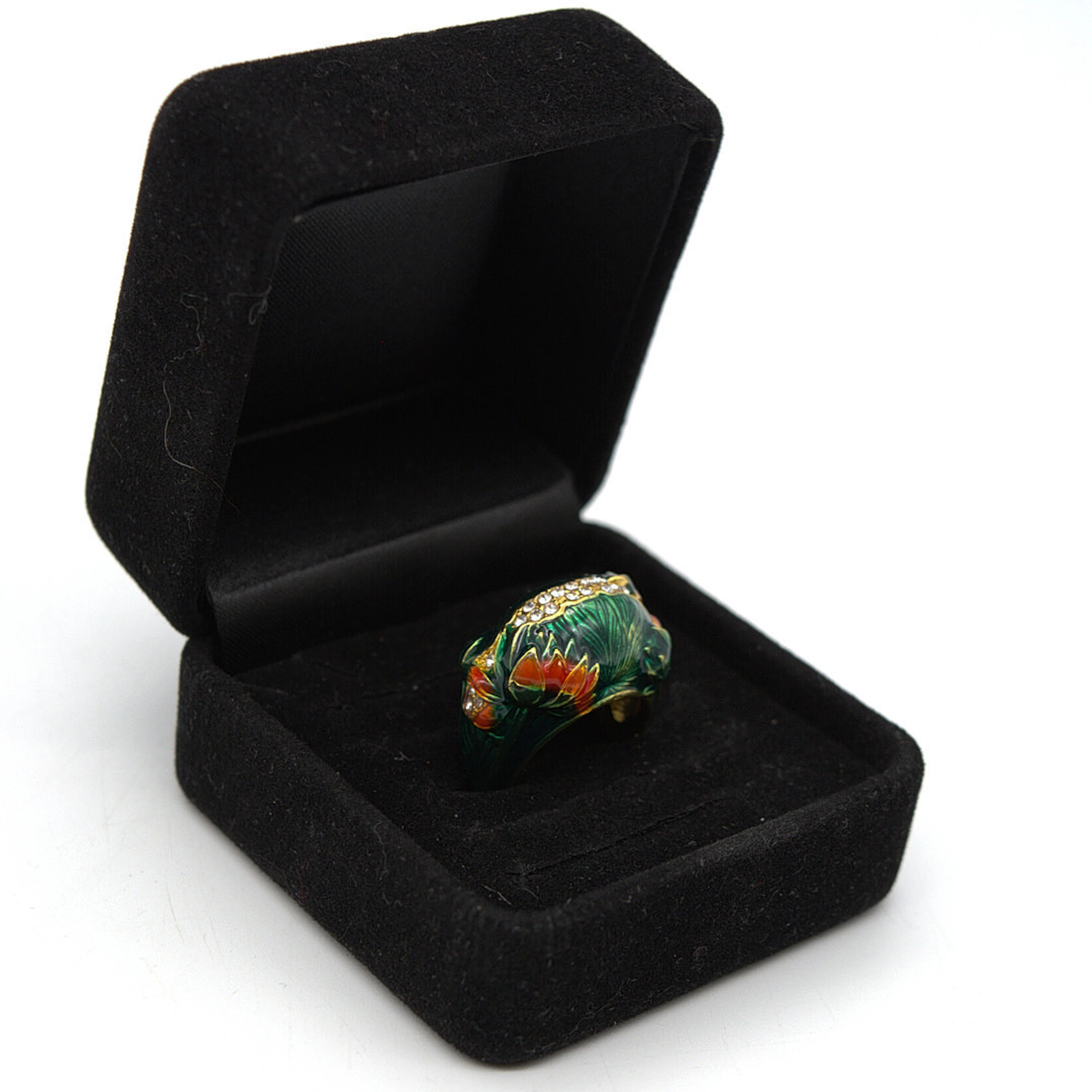 DESIGNER RING STERLING SILBER VEGOLDET MIT EMAIL BESETZT MIT MEHREREN