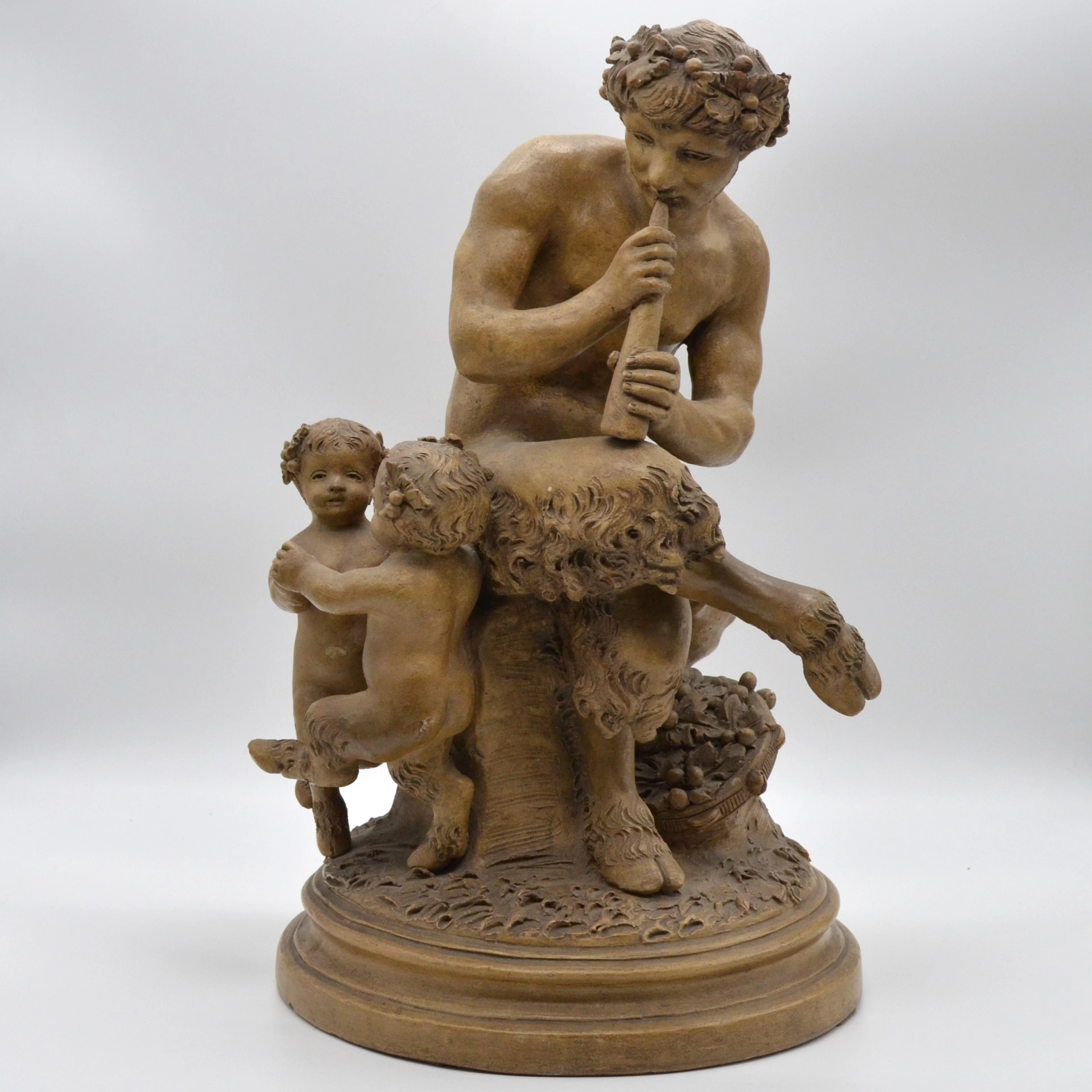 CLAUDE MICHEL CLODION (1738-1814). PAN AND TWO INFANT SATYR, TERRAKOTTA-SKULPTUR