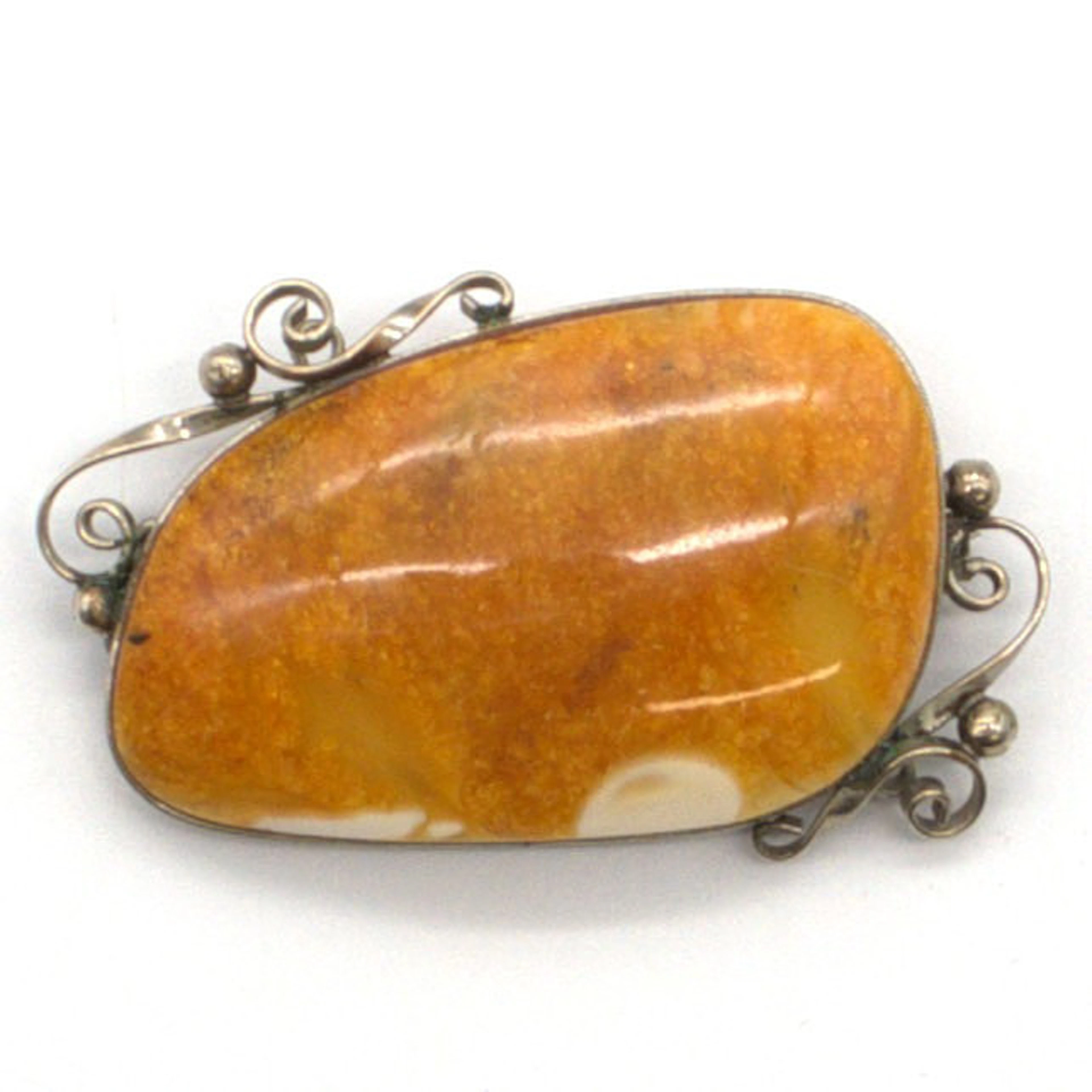 GROSSE NATUR BERNSTEIN BUTTERSCOTCH DESIGNER BROSCHE, HANDPOLIERT