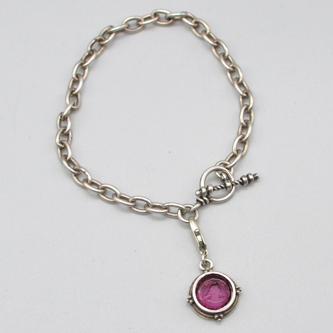 STEFANIE FREYDONT. EXTASIA, DESIGNERARMBAND, NEUSILBER, INTAGLIO-GLAS