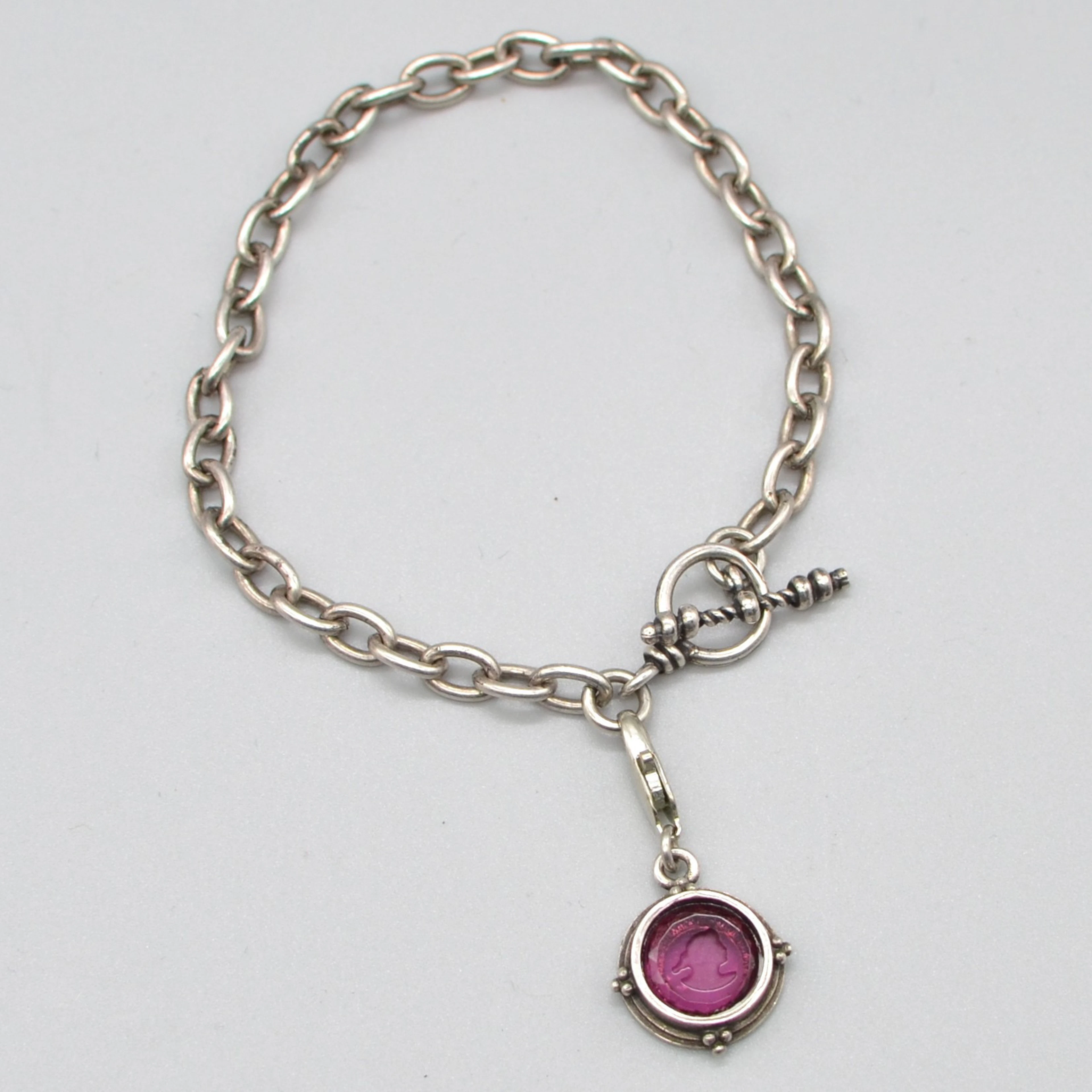 STEFANIE FREYDONT. EXTASIA, DESIGNERARMBAND, NEUSILBER, INTAGLIO-GLAS