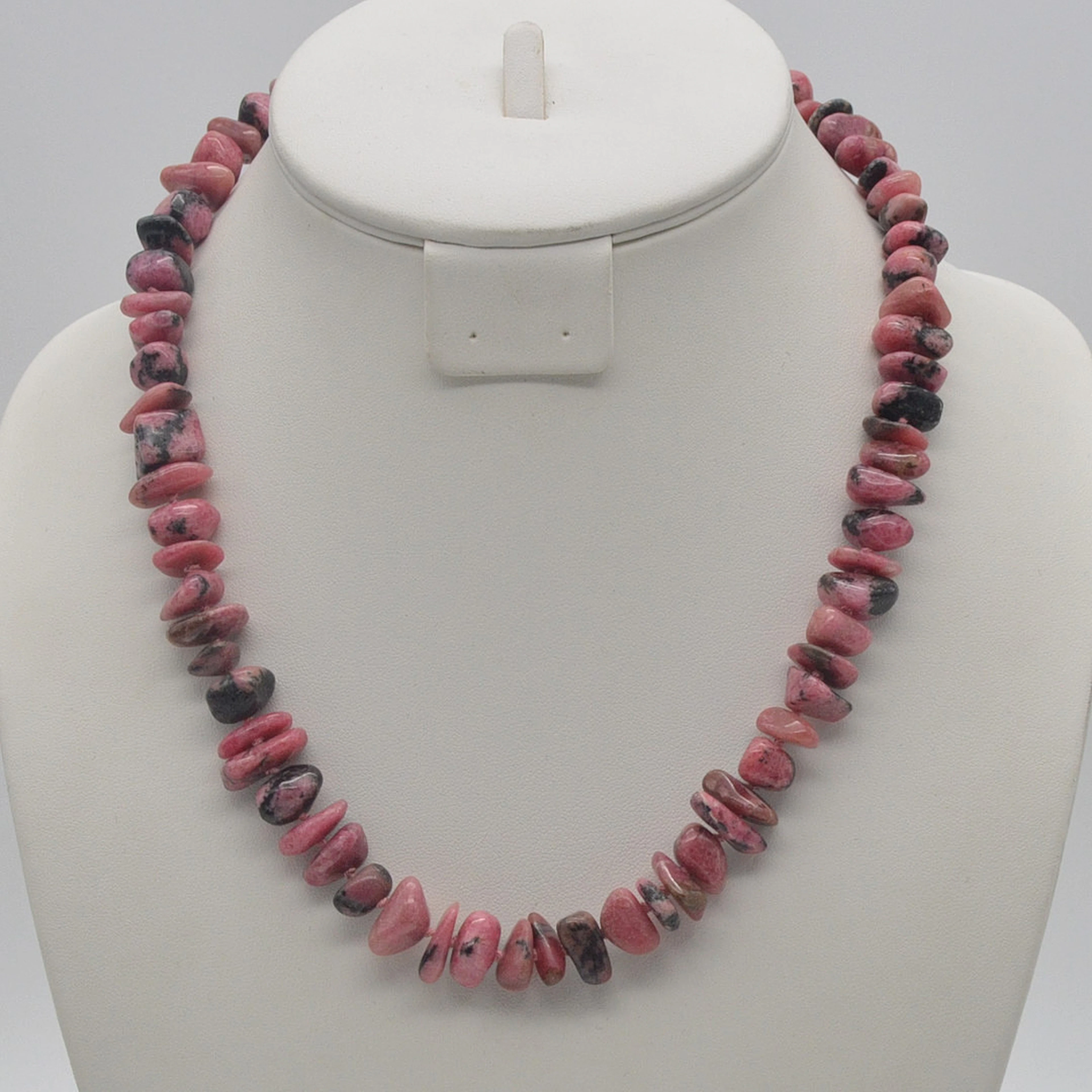 COLLIER AUS ROTEM LEOPARD JASPIS, STERLINGSILBER VERSCHLUSS, VINTAGE