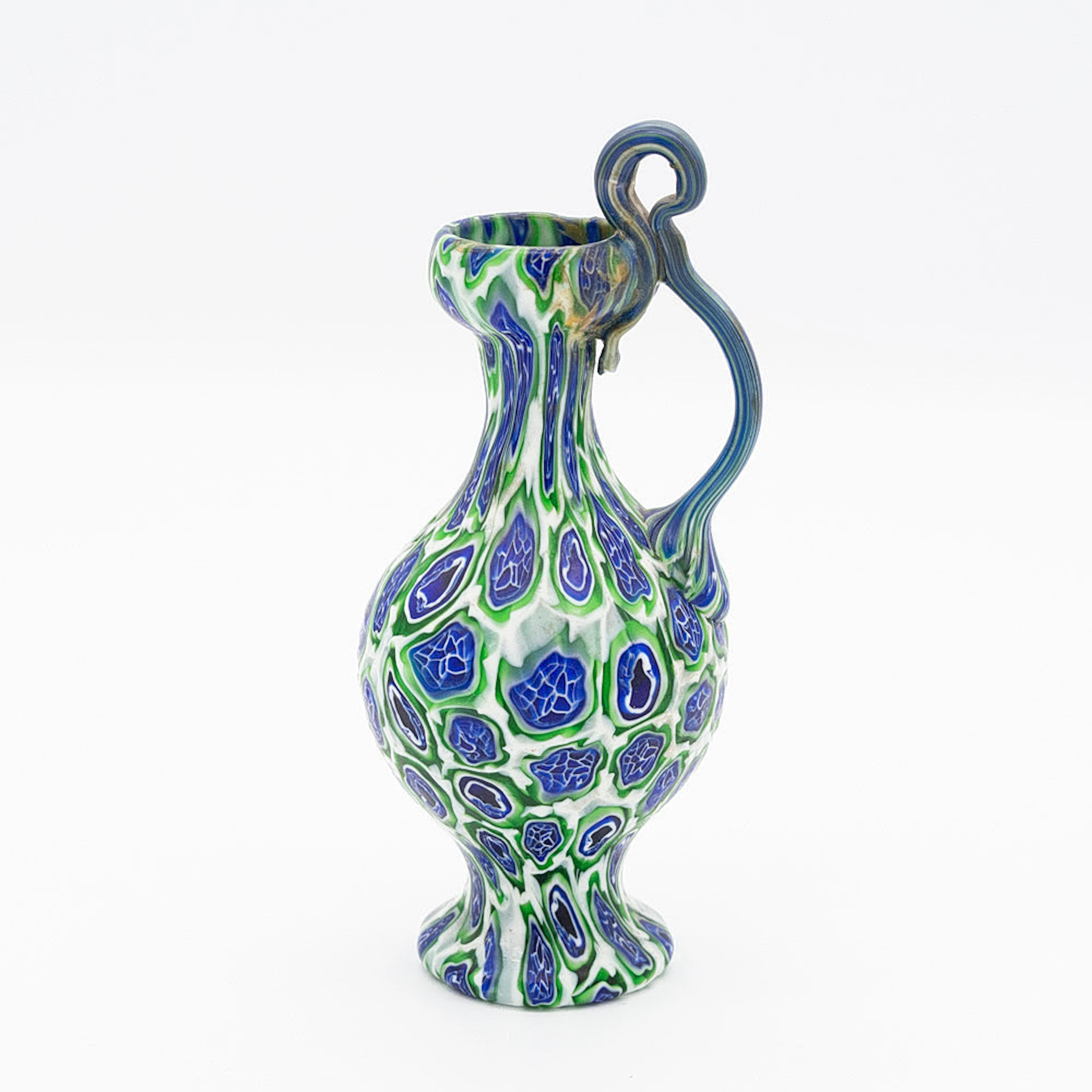 MURANOGLASVASE VON FRATELLI TOSO, MURRINE MILLEFIORI, VINTAGE.