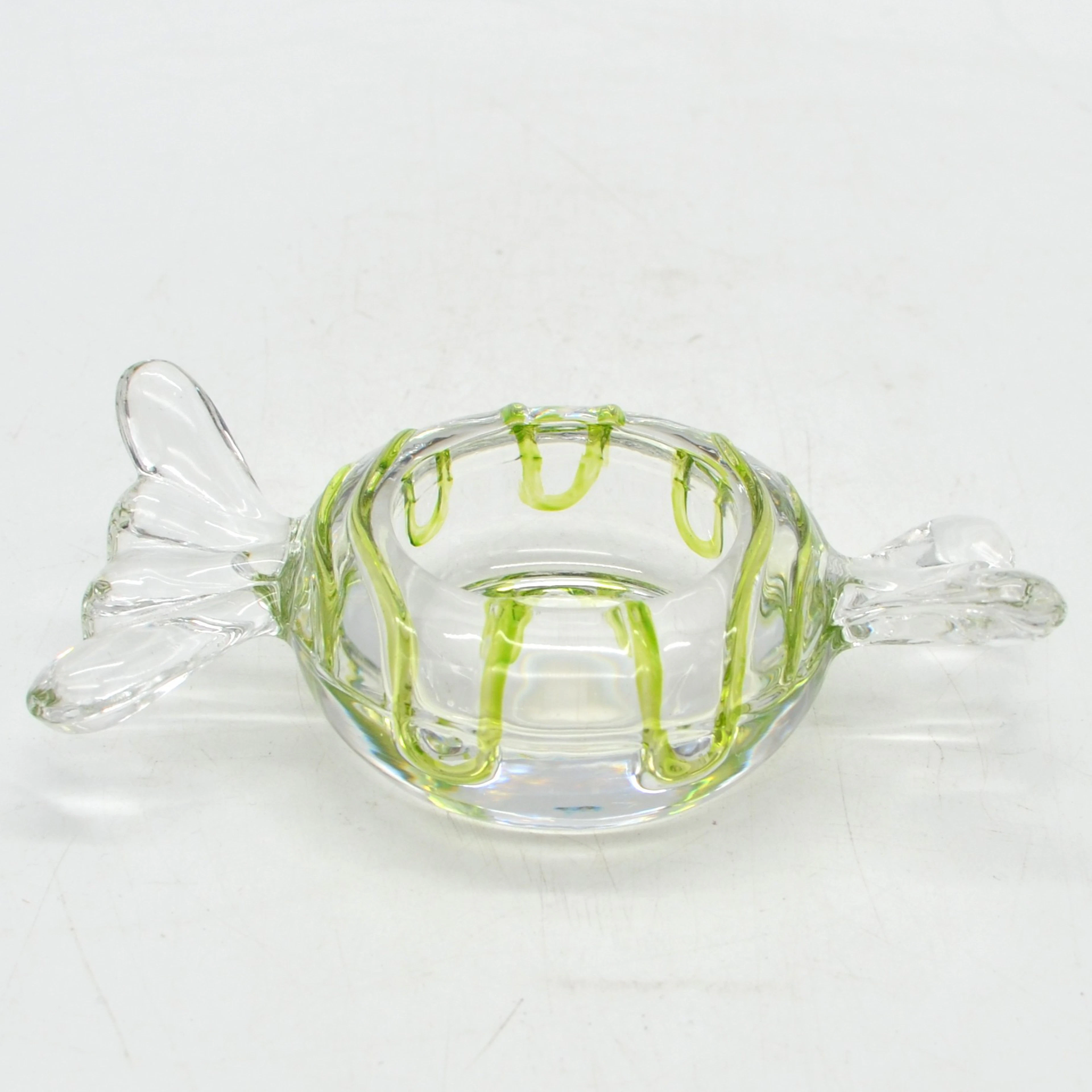 TEELICHTHALTER, BONBON-FORM, GLAS, SPÄTE 20. JAHRHUNDERT.