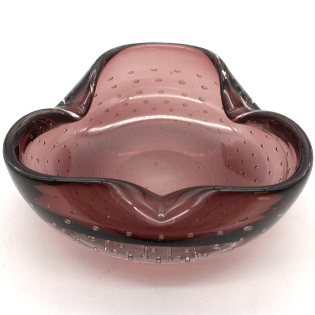 MURANO-GLASSCHALE MIT LUFTEINSCHLÜSSEN LILA DESIGN.