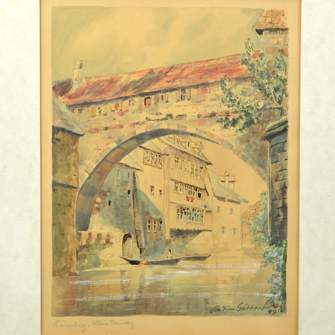 PHILIPP GÖTTER, "NÜRNBERG, KLEIN VENEDIG", AQUARELLGEMÄLDE AUF PAPIER